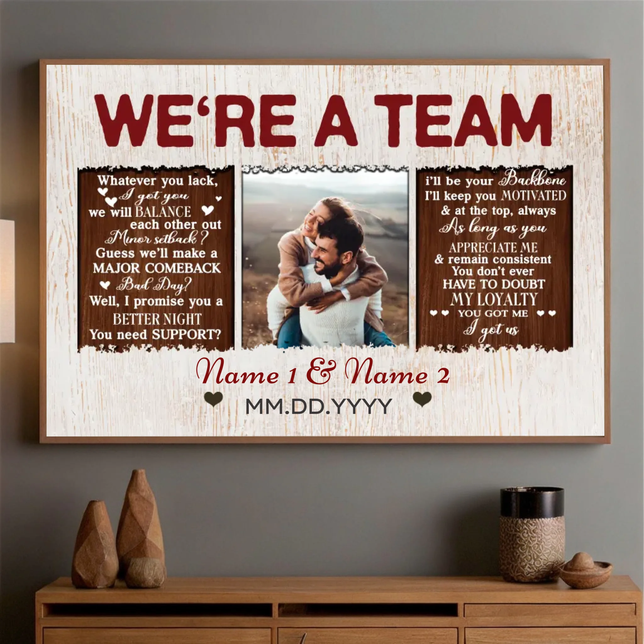 Custom Wedding Poster: “We’re a Team, Always and Forever” – A Unique Couple Gift by 89Prints