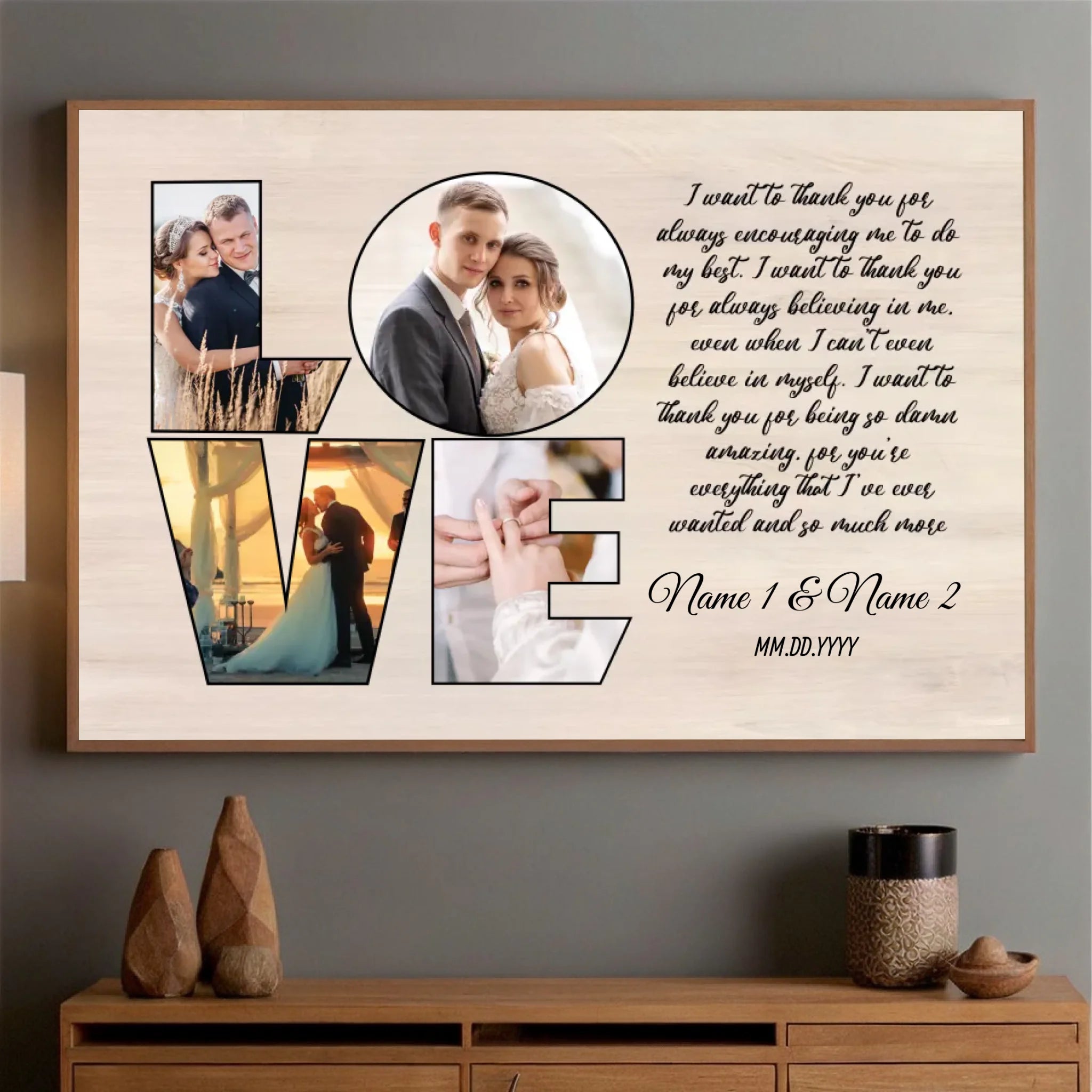 Customizable Wedding Poster: “Thank You for Believing in Me” – Personalize with Names & Photo - 89Prints