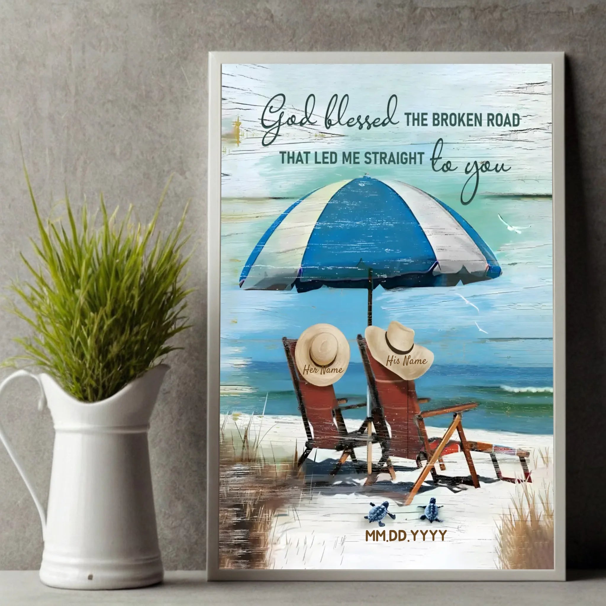 Customizable Wedding Poster: “God Blessed the Broken Road” – Celebrate Your Journey Together - 89Prints