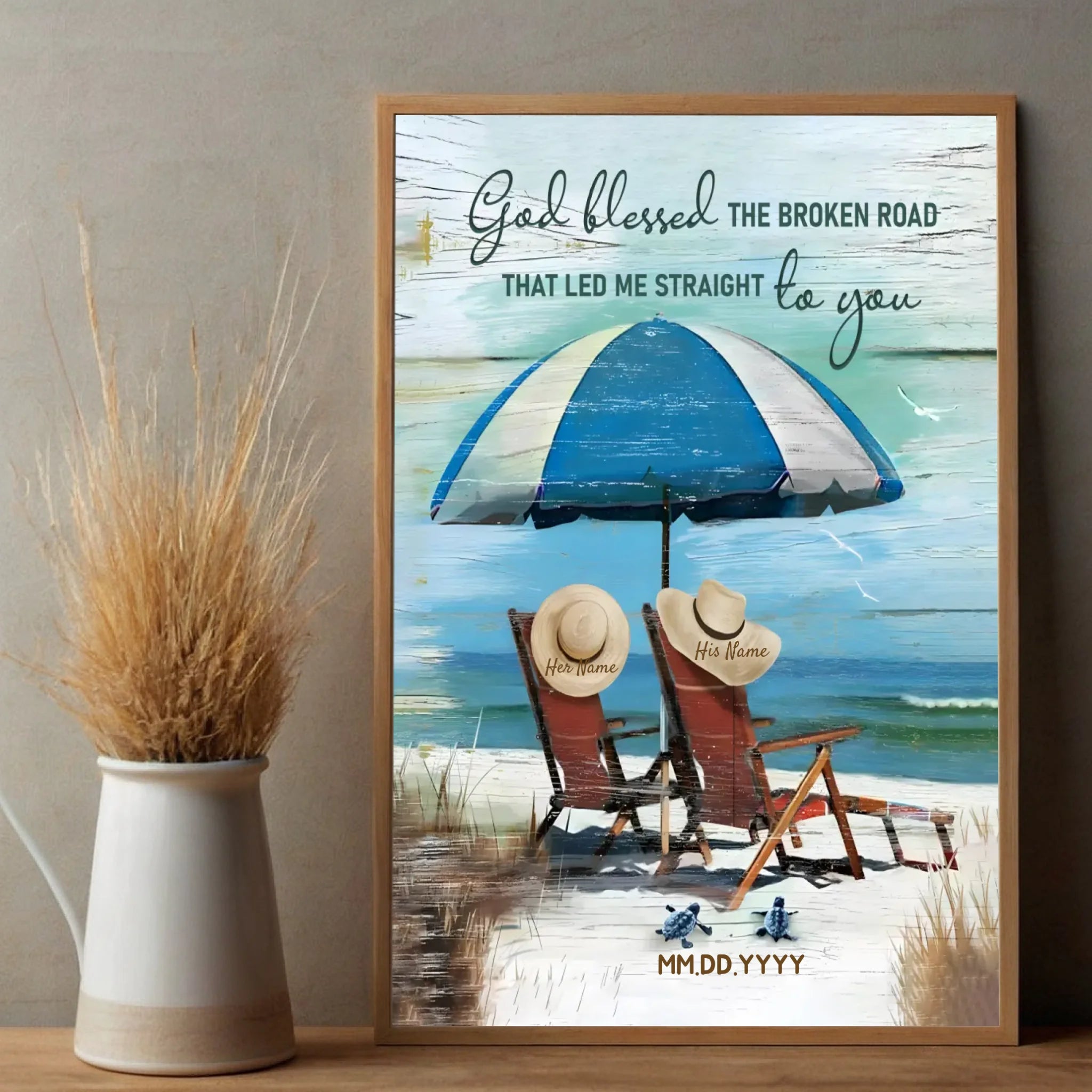 Customizable Wedding Poster: “God Blessed the Broken Road” – Celebrate Your Journey Together - 89Prints