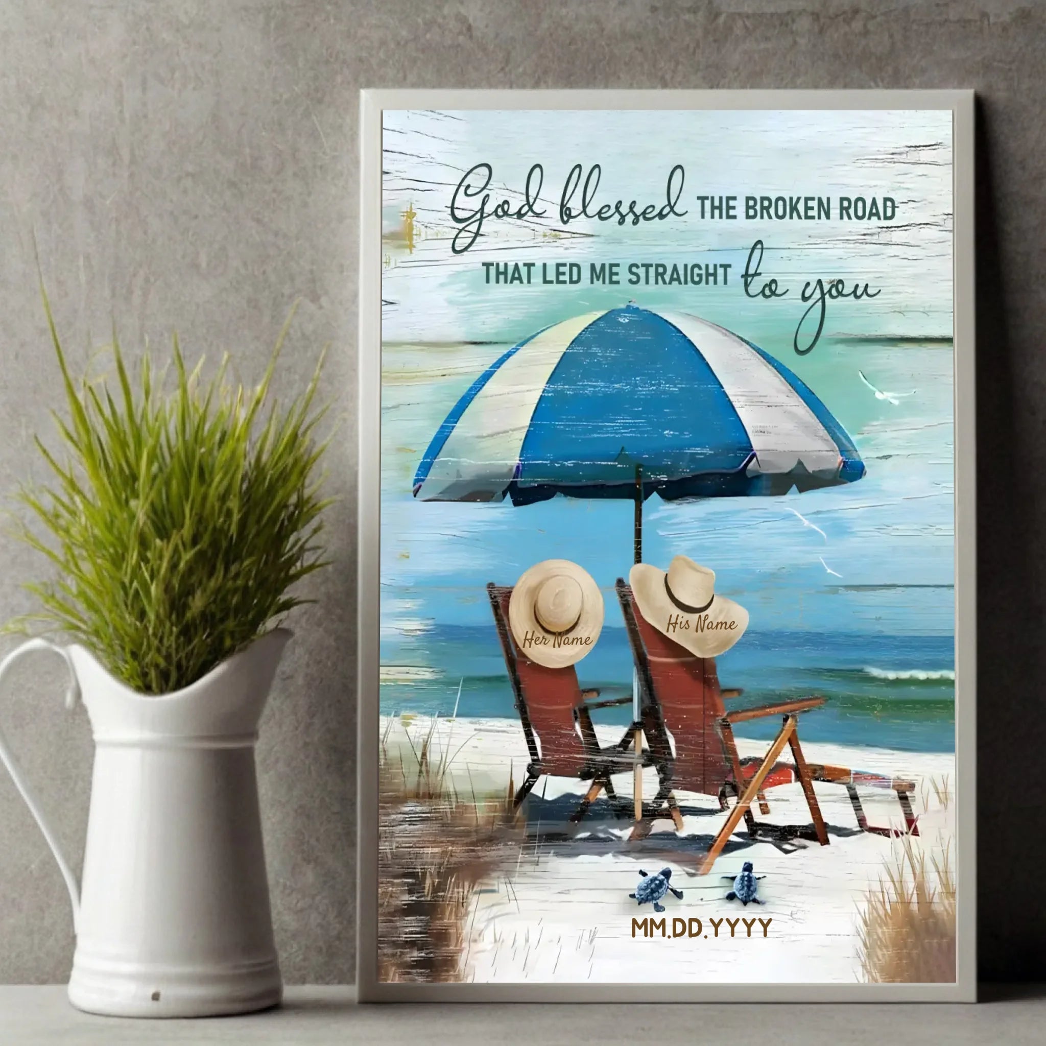 Customizable Wedding Poster: “God Blessed the Broken Road” – Celebrate Your Journey Together - 89Prints