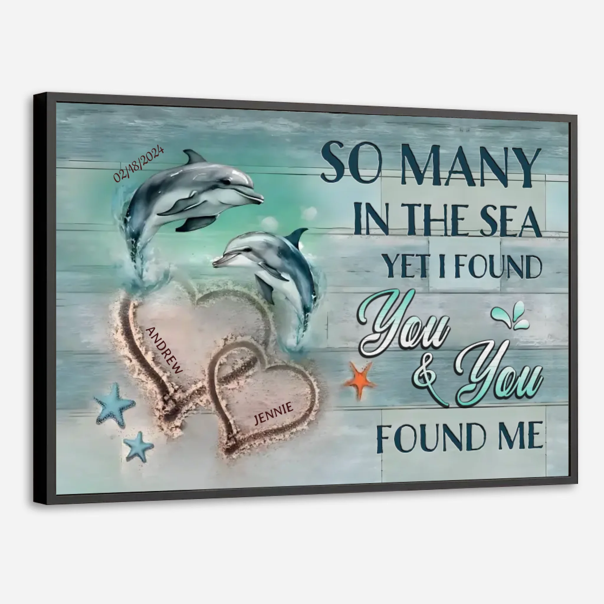 Personalized Wedding Poster: Beautiful Sea Theme Design with Custom Names and Love Messages - 89Prints