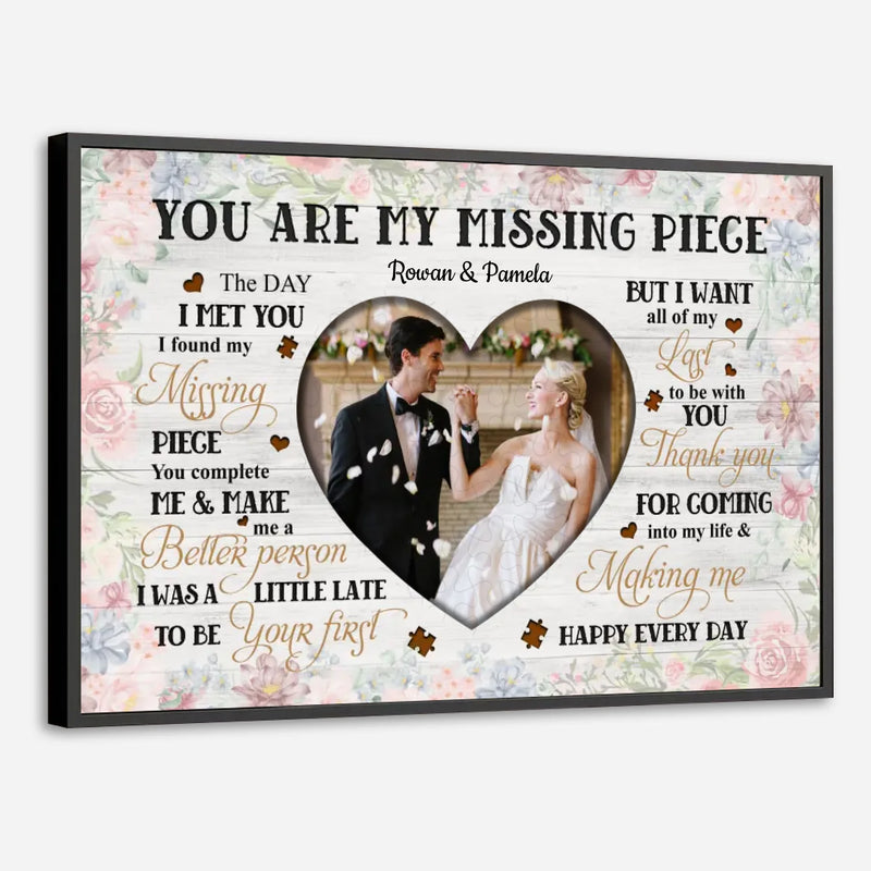 Personalized Wedding Poster: “You Are My Missing Piece” – Customizable with Your Names and Photo