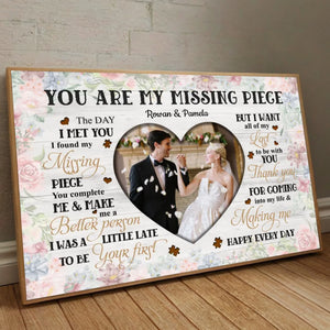 Personalized Wedding Poster: “You Are My Missing Piece” – Customizable with Your Names and Photo