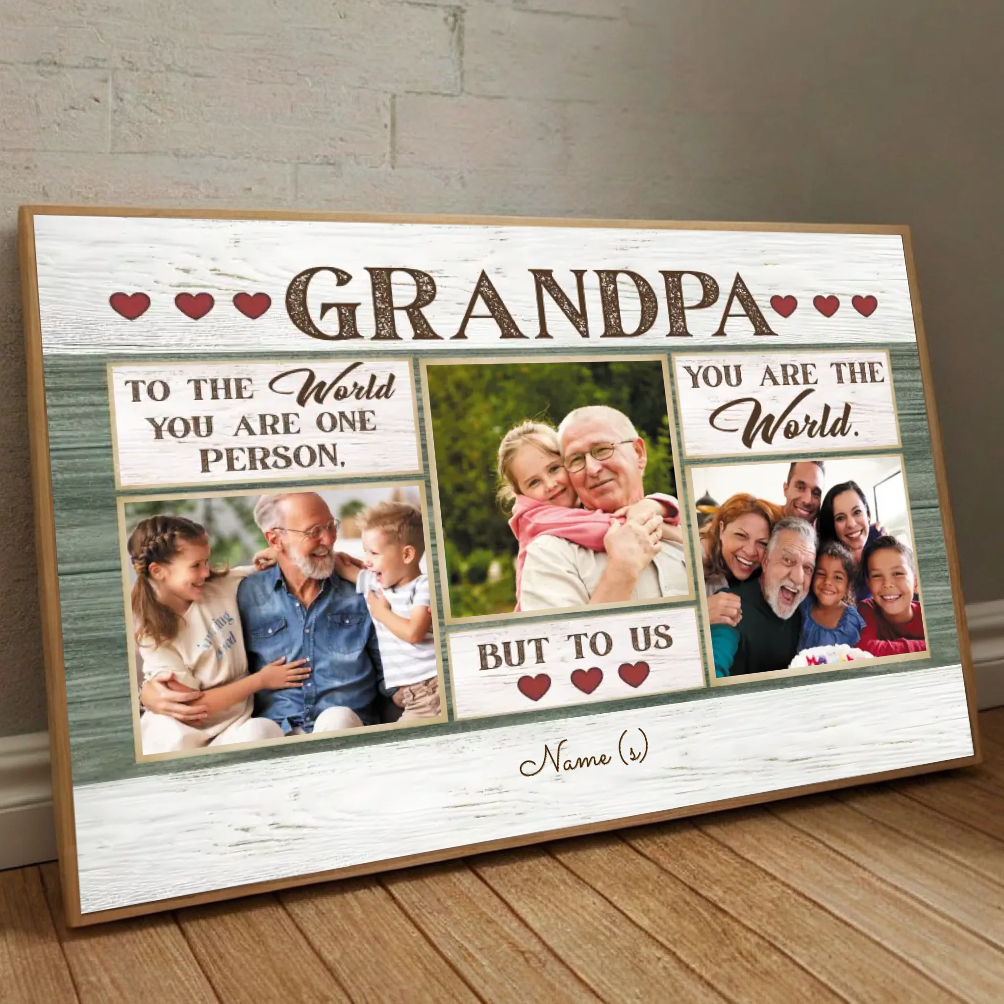 Personalized “To Our Grandpa – You Are Our World” Poster Gift - 89Prints