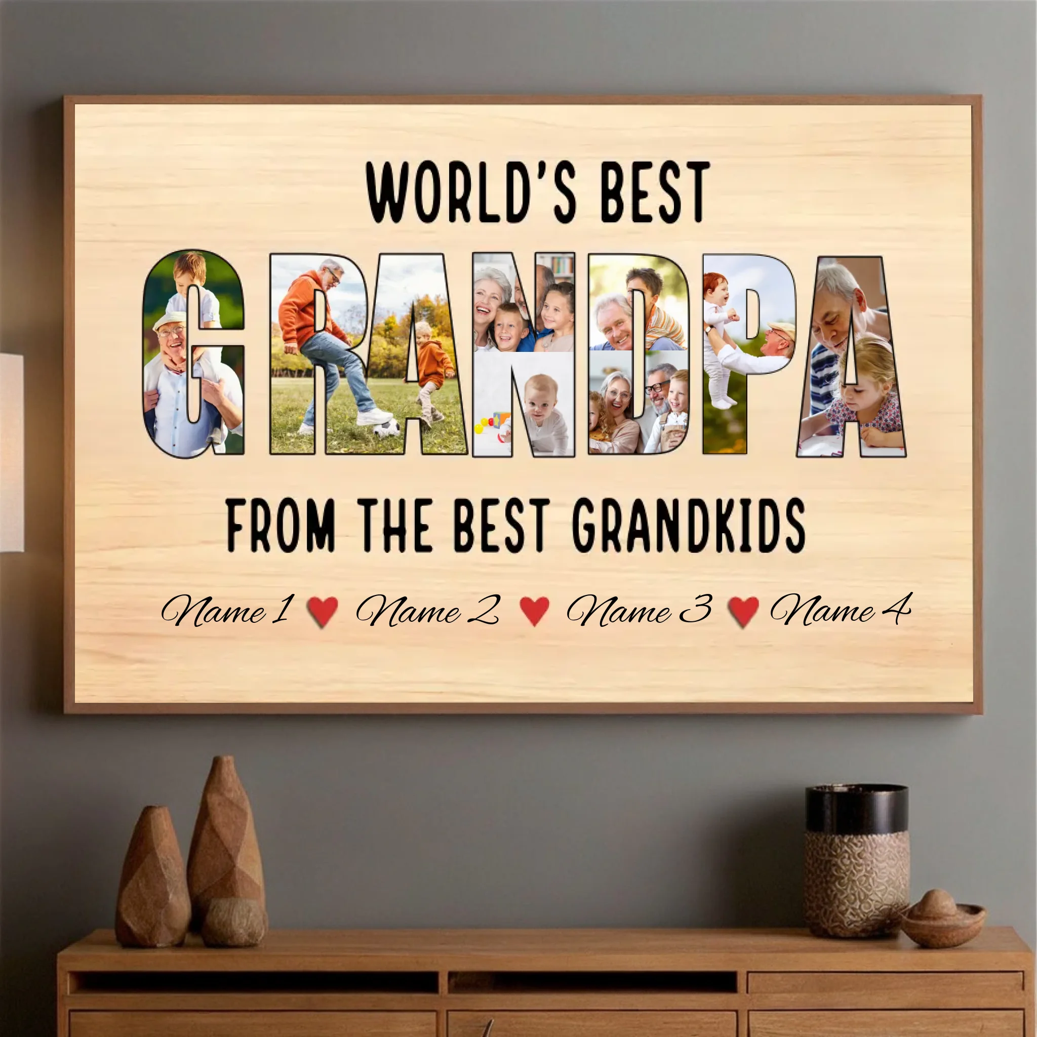 Custom “World’s Best Grandpa” Poster with Photos & Names | 89Prints