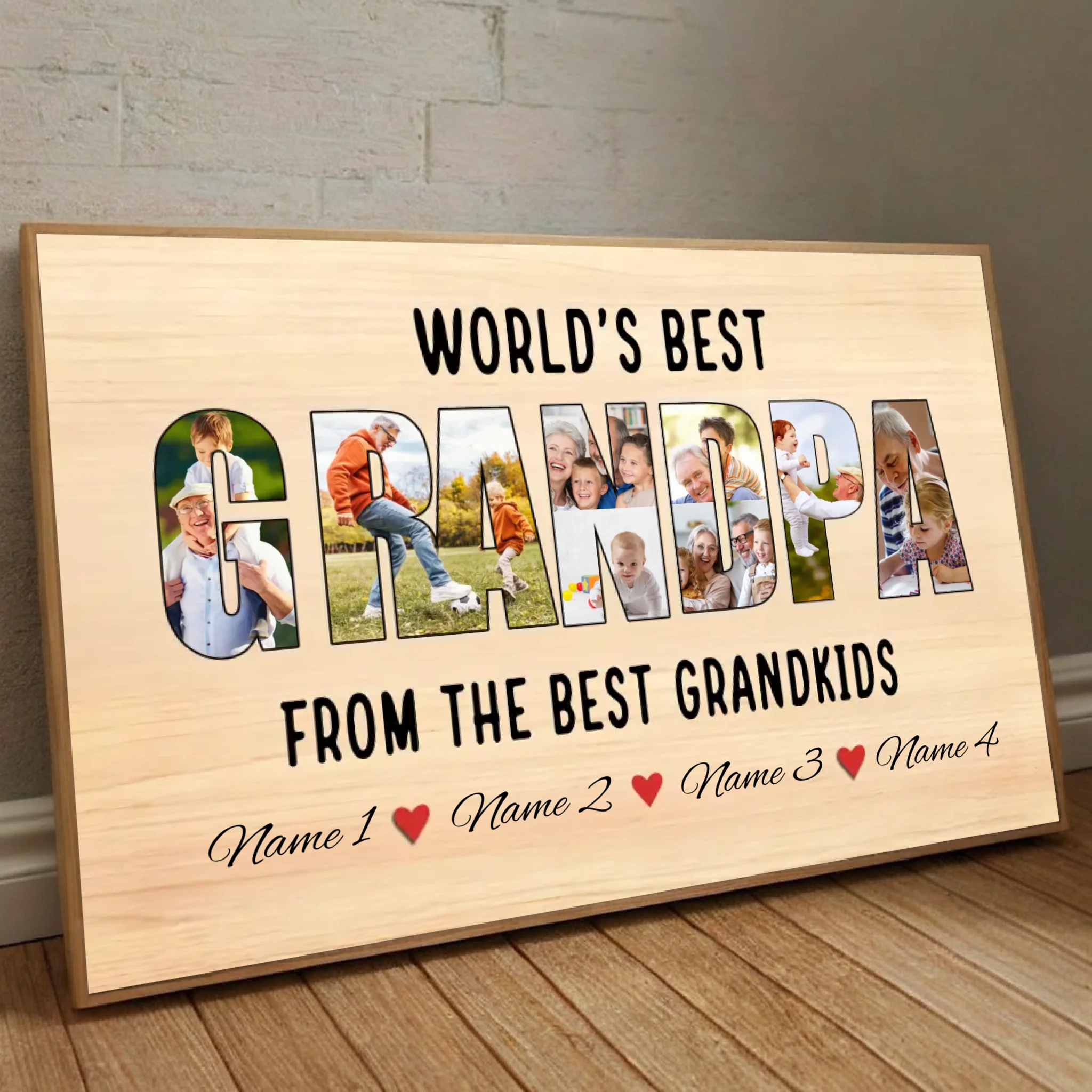 Custom “World’s Best Grandpa” Poster with Photos & Names | 89Prints