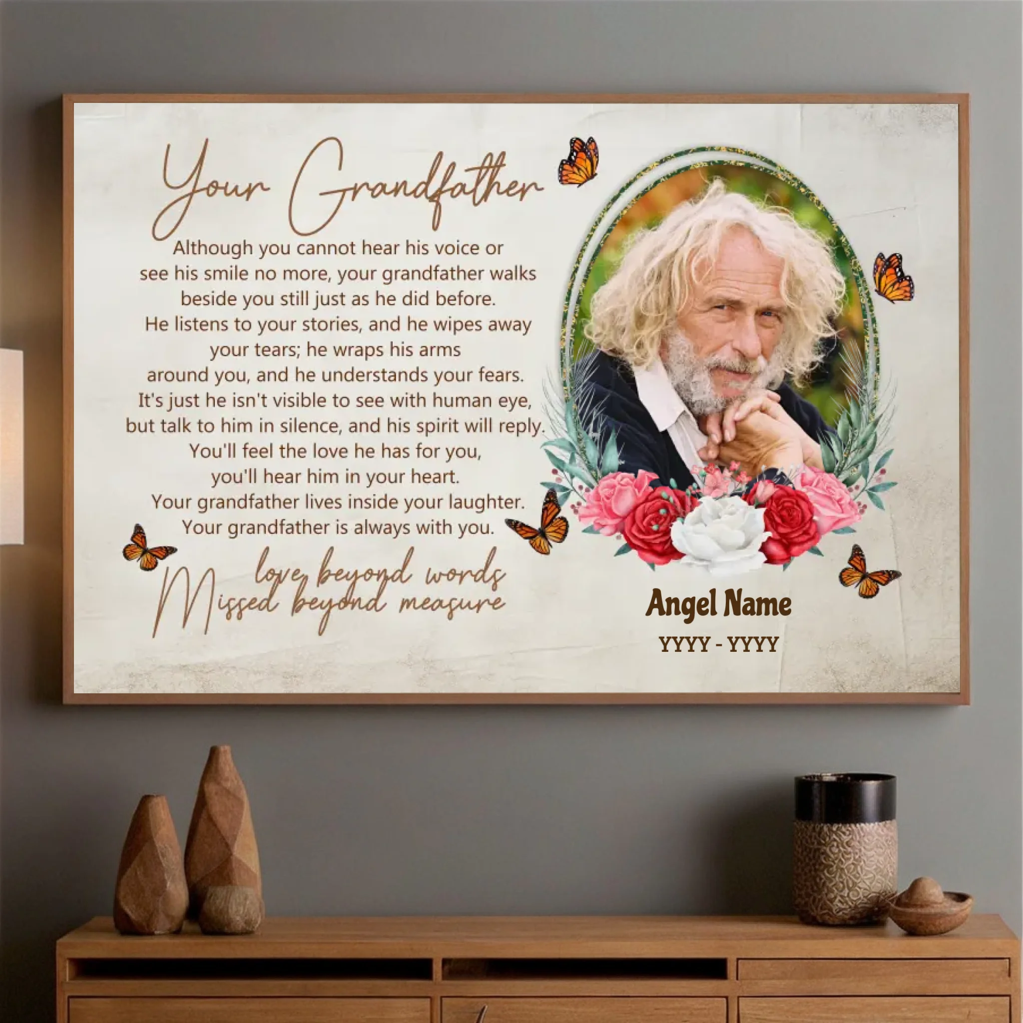 Custom Grandfather Memorial – Forever in Your Heart Poster - 89Prints