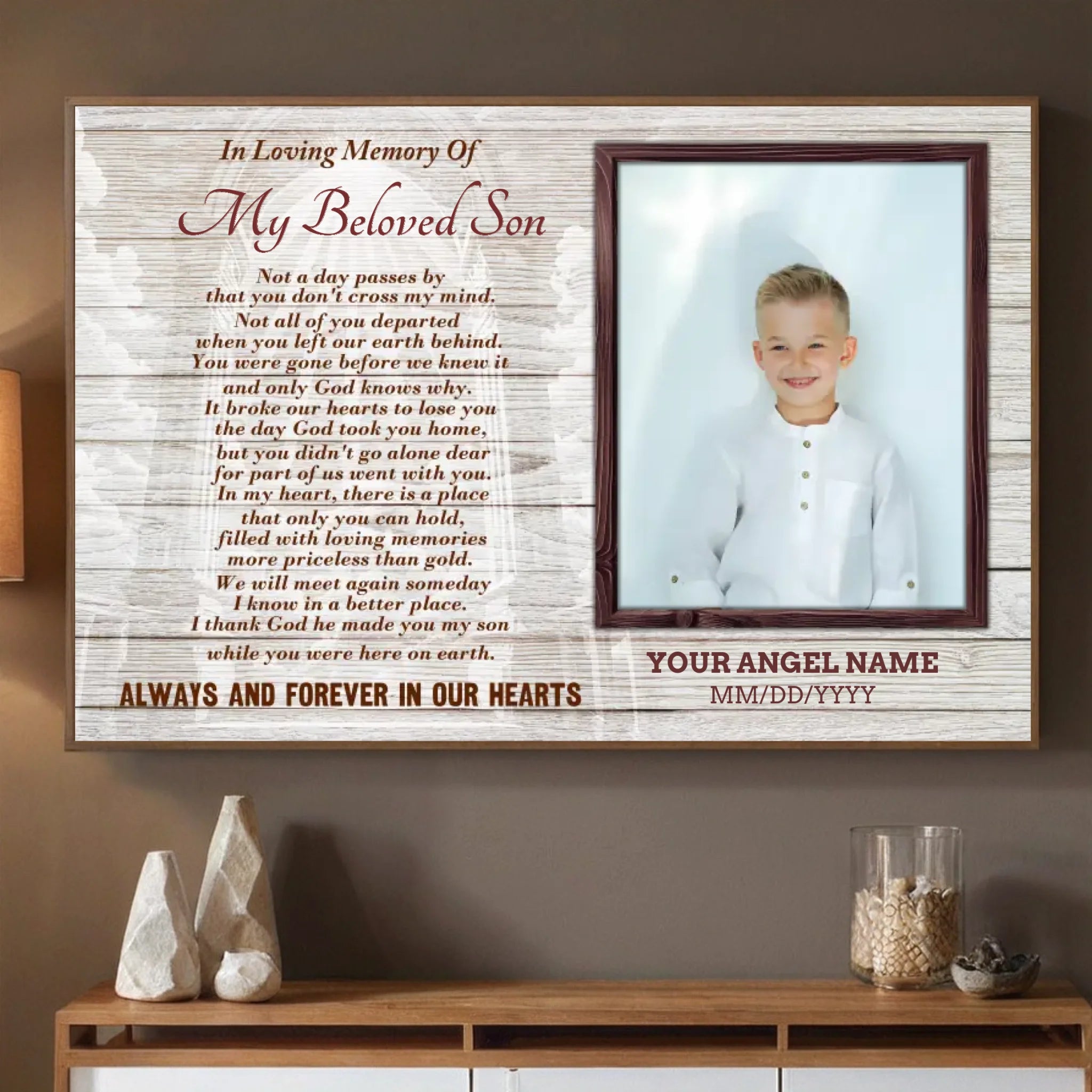 Customizable Poster for Your Beloved Son – Cherish His Memory Forever - 89Prints