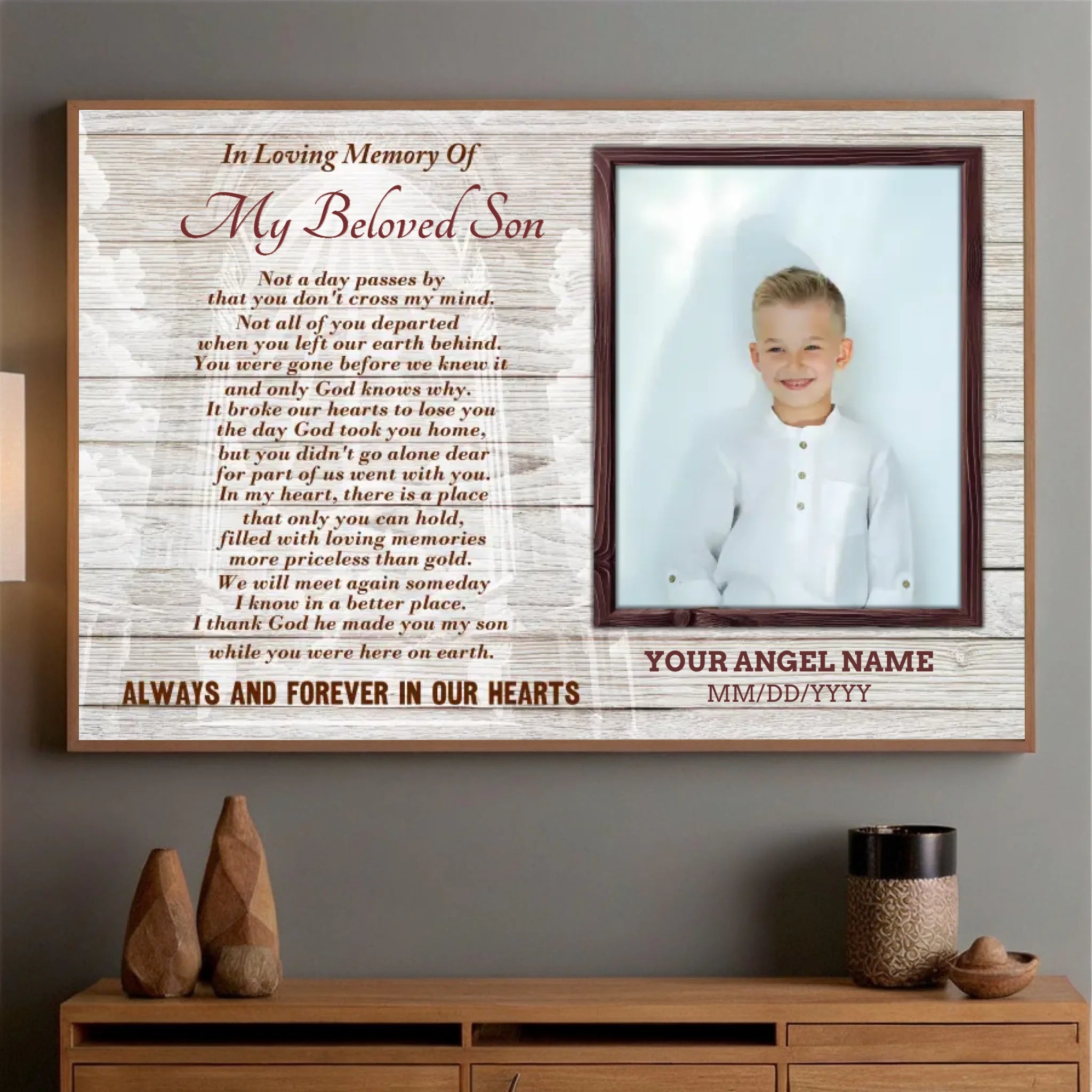 Customizable Poster for Your Beloved Son – Cherish His Memory Forever - 89Prints