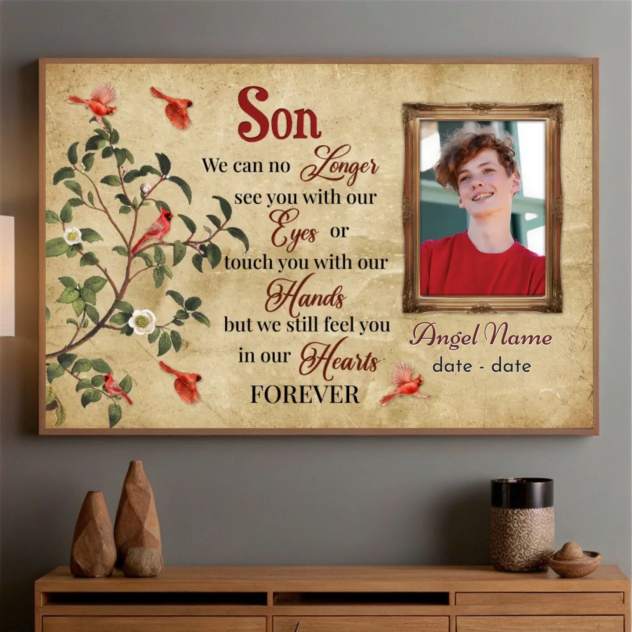 Personalized Memorial Gift for Son – Forever in Our Hearts Tribute Poster - 89Prints