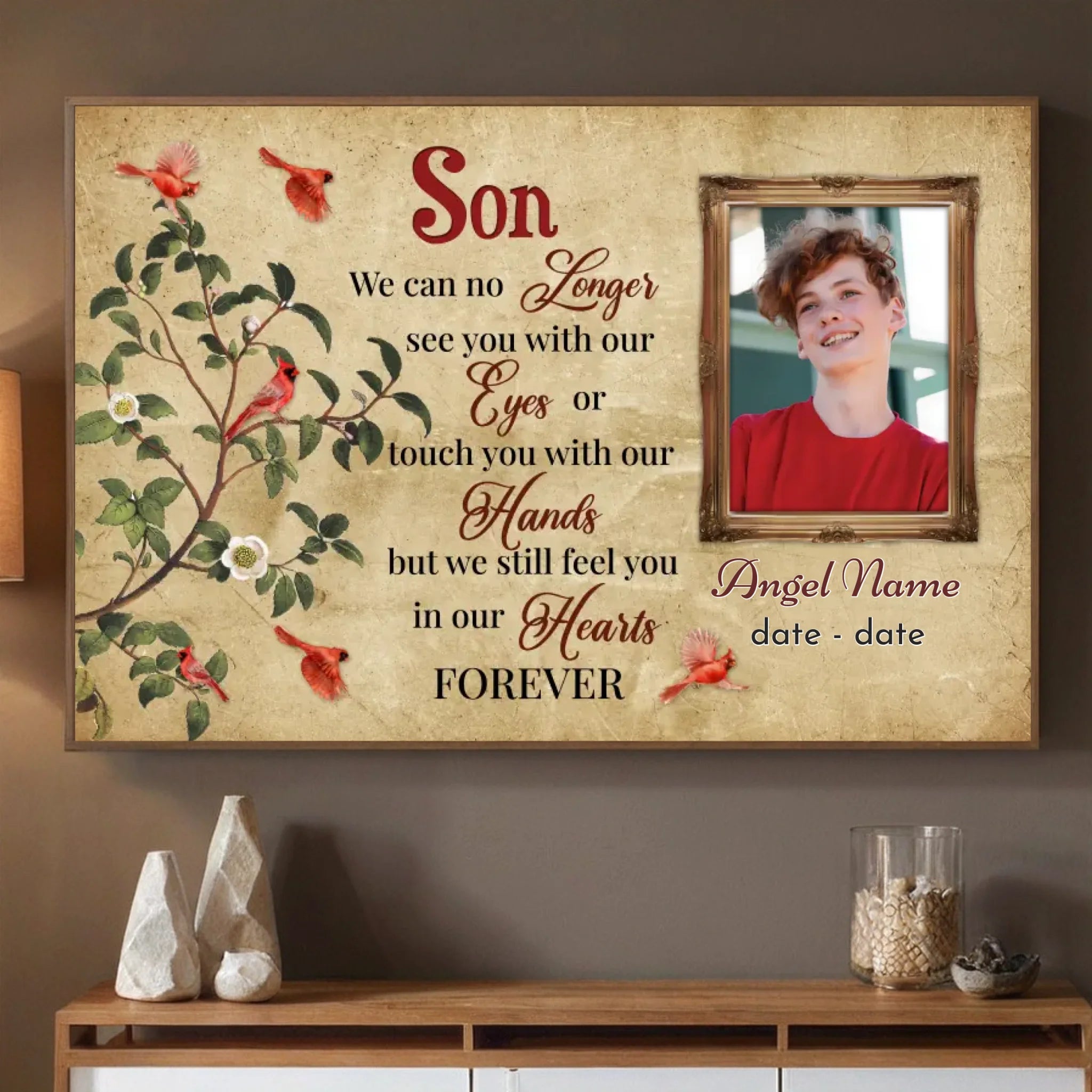 Personalized Memorial Gift for Son – Forever in Our Hearts Tribute Poster - 89Prints