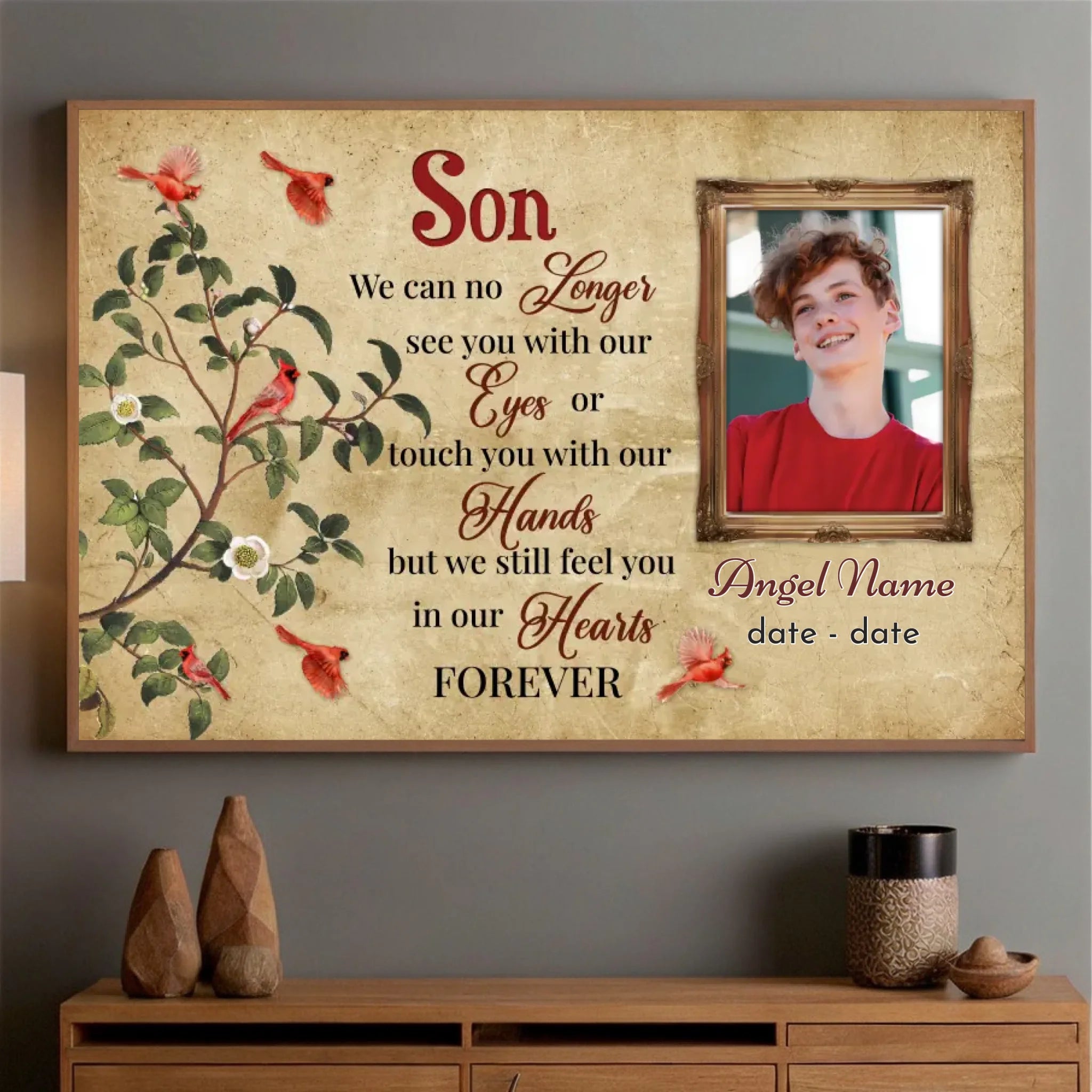 Personalized Memorial Gift for Son – Forever in Our Hearts Tribute Poster - 89Prints