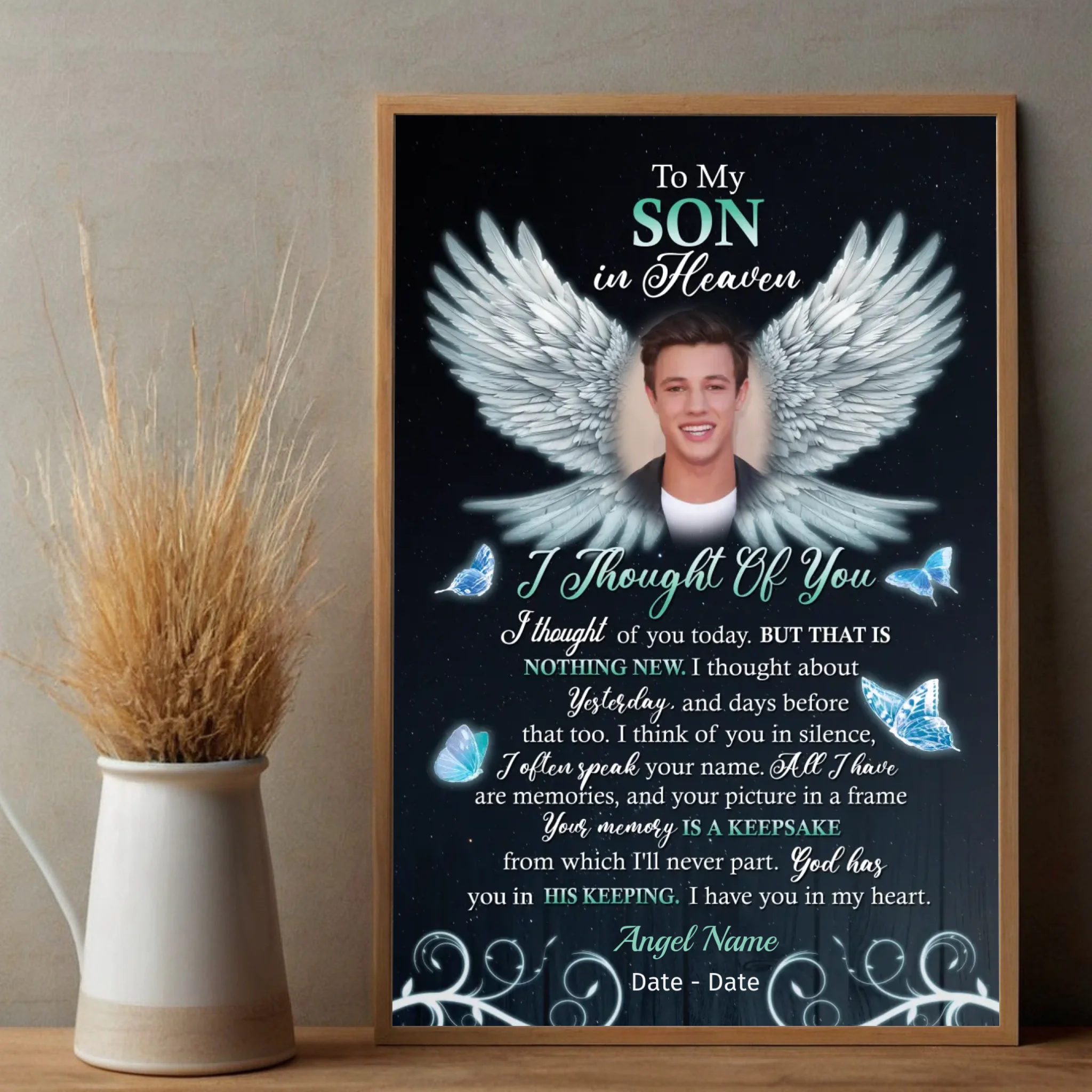 “To My Son in Heaven” Memorial Poster – A Heartfelt Tribute - 89Prints