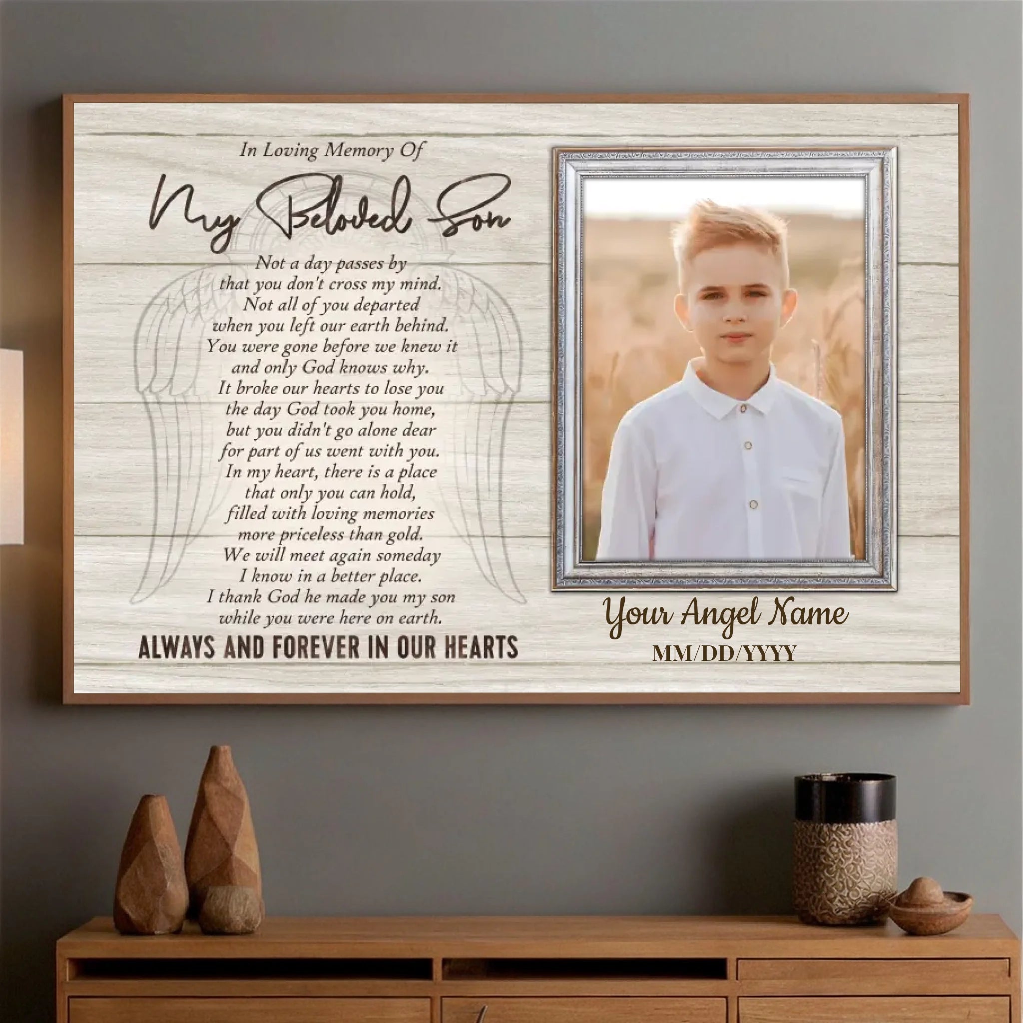 Loving Memory of Your Son – Personalized Memorial Poster - 89Prints