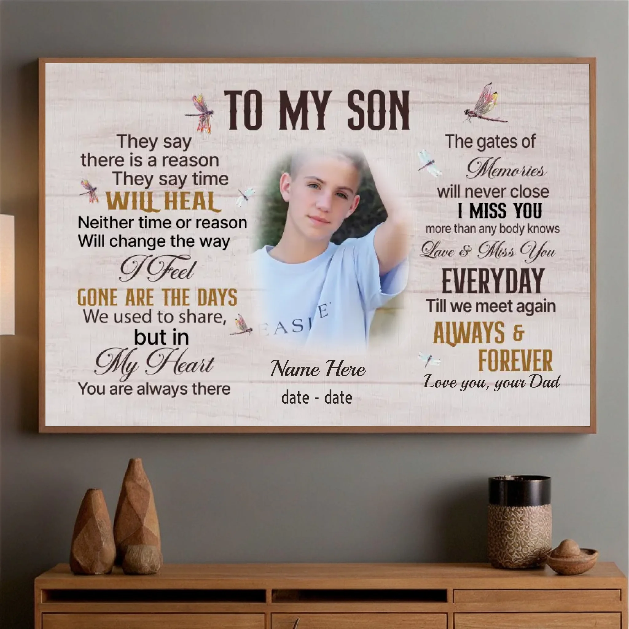 Personalized Memorial Poster -Tribute to Honor Your Beloved Son - 89Prints