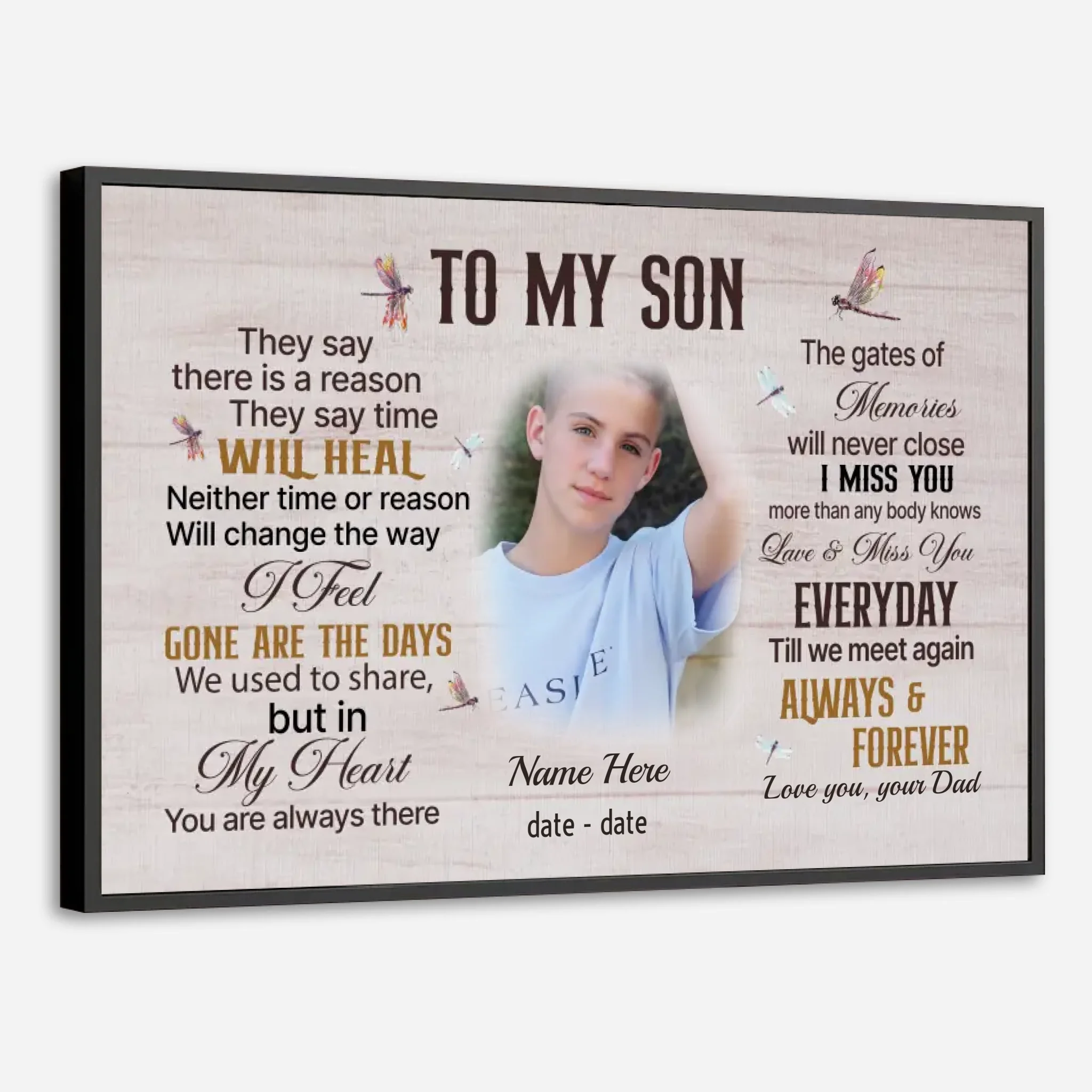 Personalized Memorial Poster -Tribute to Honor Your Beloved Son - 89Prints