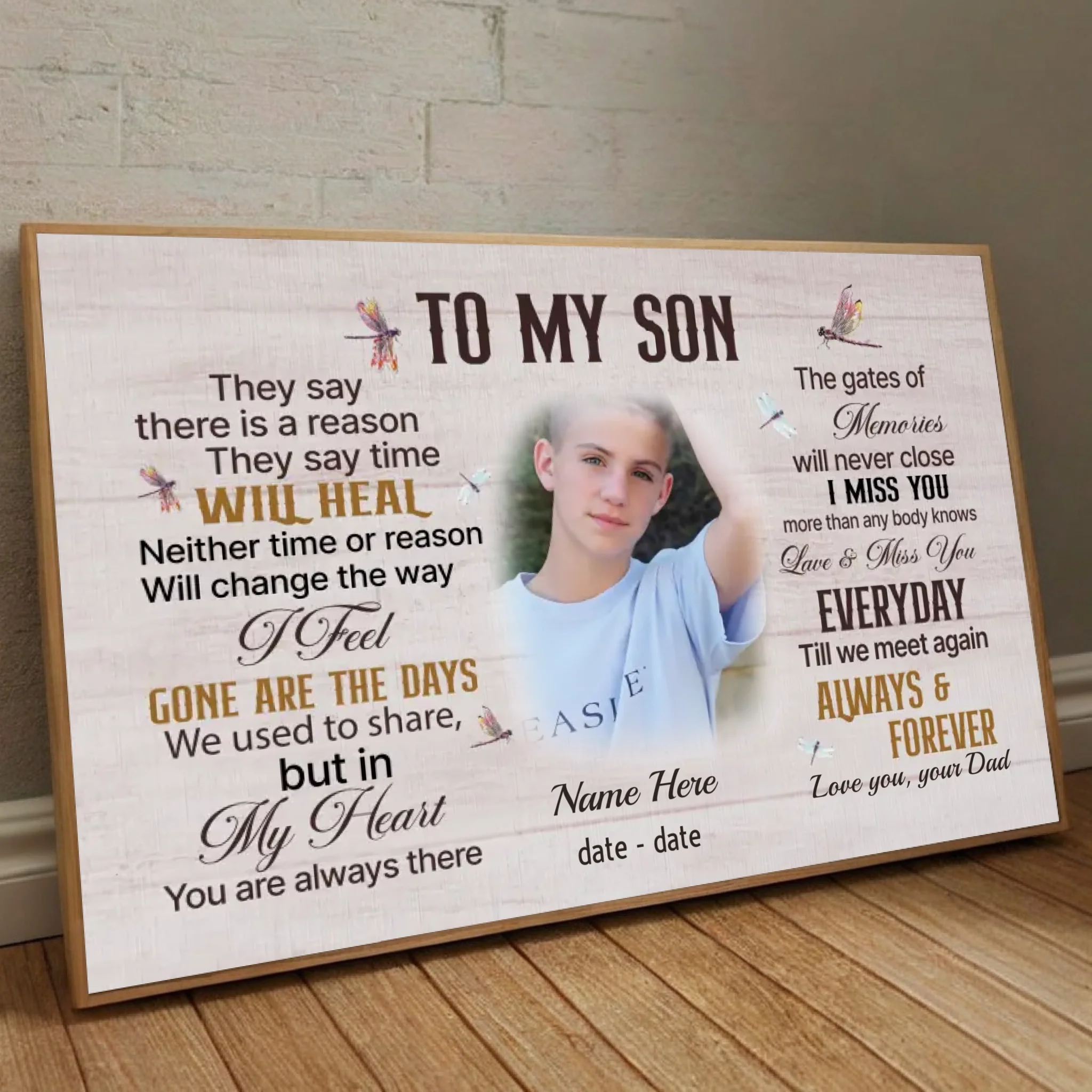 Personalized Memorial Poster -Tribute to Honor Your Beloved Son - 89Prints