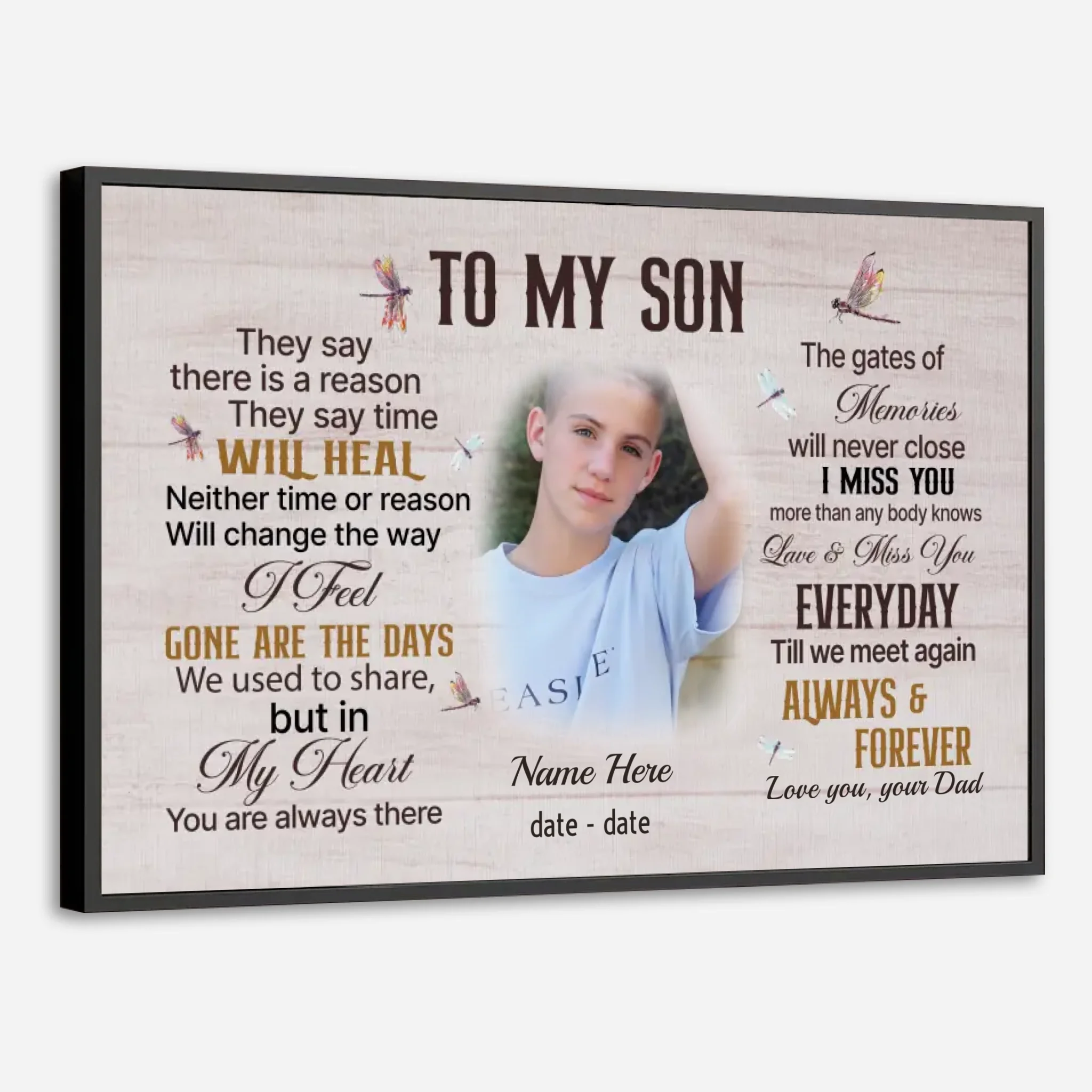 Personalized Memorial Poster -Tribute to Honor Your Beloved Son - 89Prints