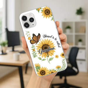 Sunflower Phone Case – Personalized Name Floral Design - 89Prints