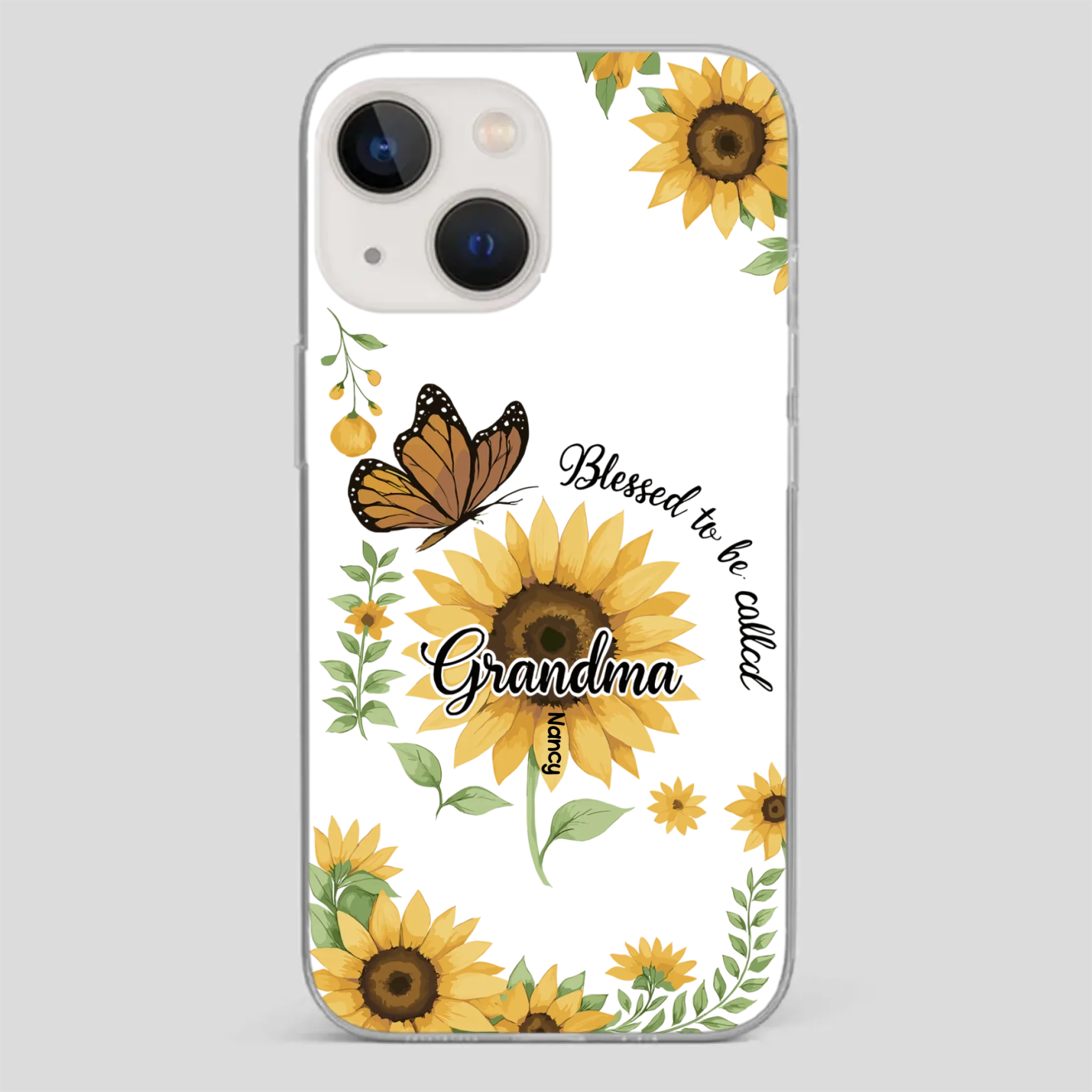 Sunflower Phone Case – Personalized Name Floral Design - 89Prints