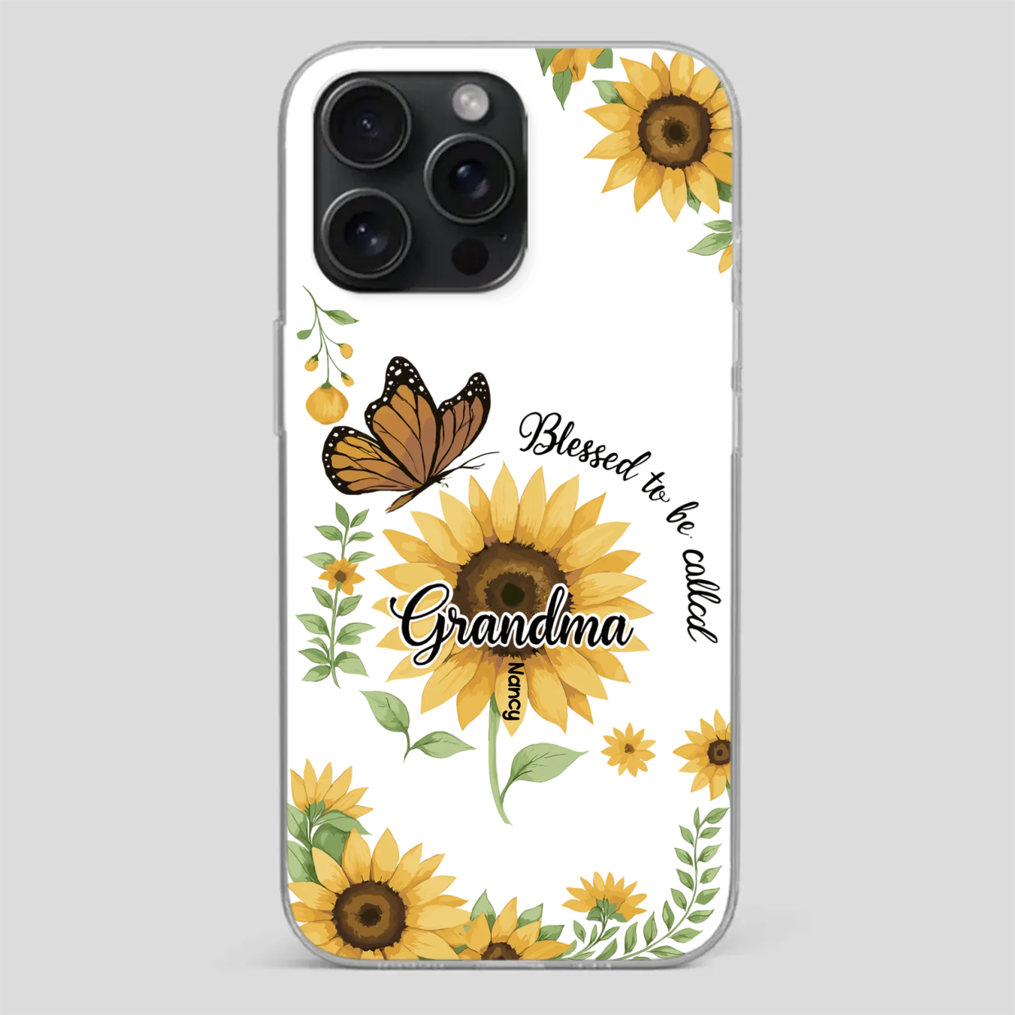 Sunflower Phone Case – Personalized Name Floral Design - 89Prints