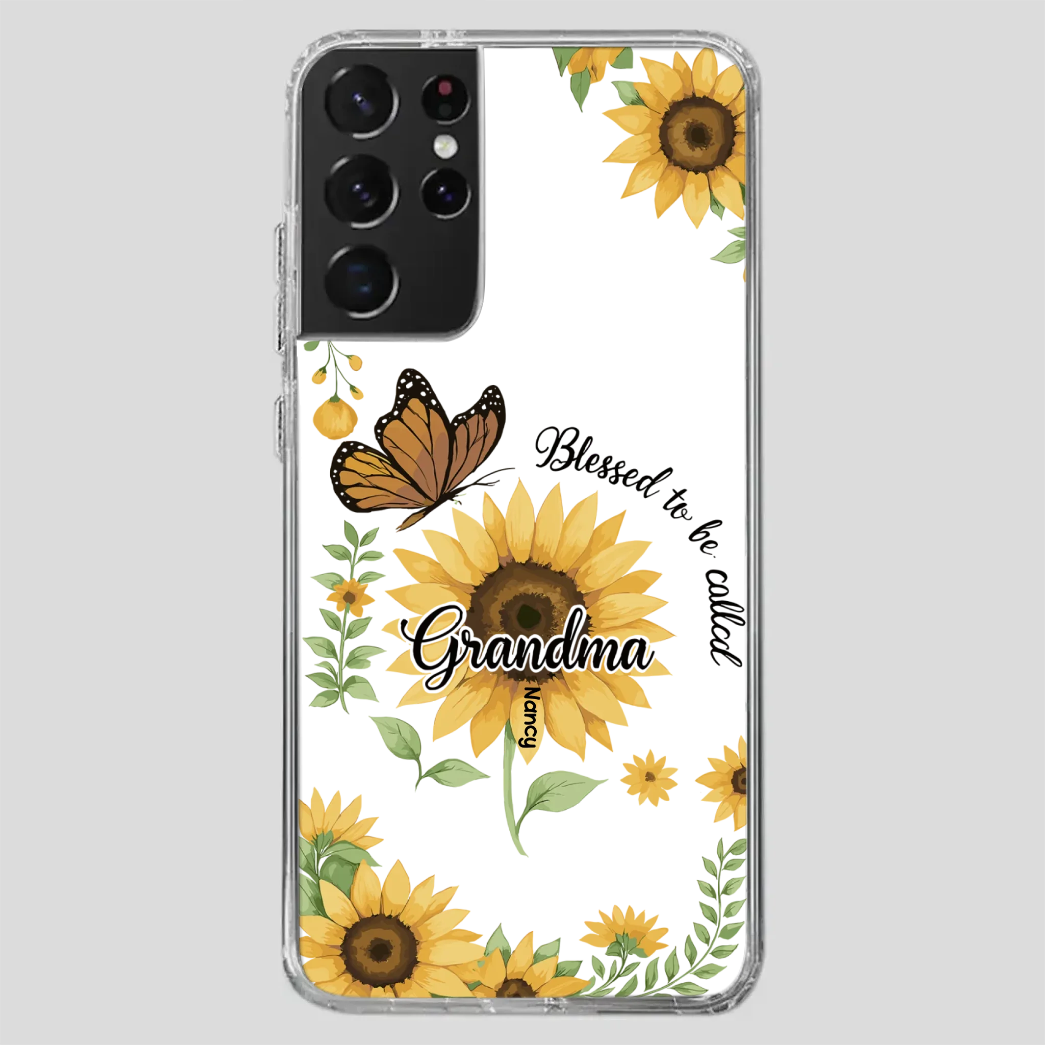 Sunflower Phone Case – Personalized Name Floral Design - 89Prints