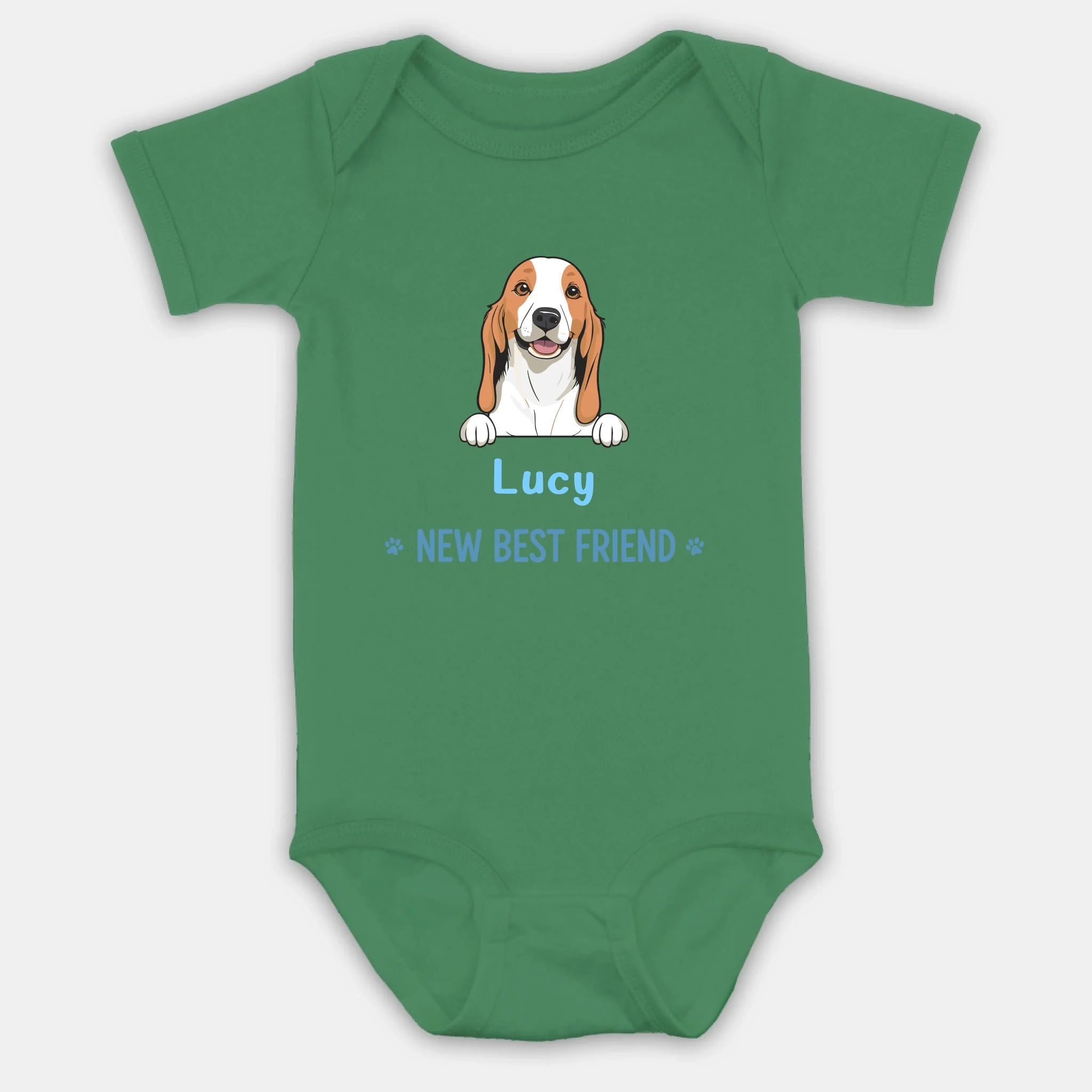 Custom Pet Baby Onesie – New Best Friend with Dog Illustration - 89Prints