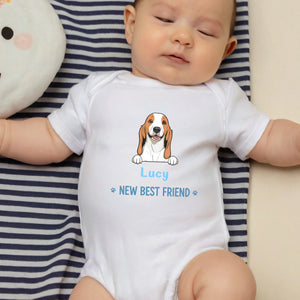 Custom Pet Baby Onesie – New Best Friend with Dog Illustration - 89Prints