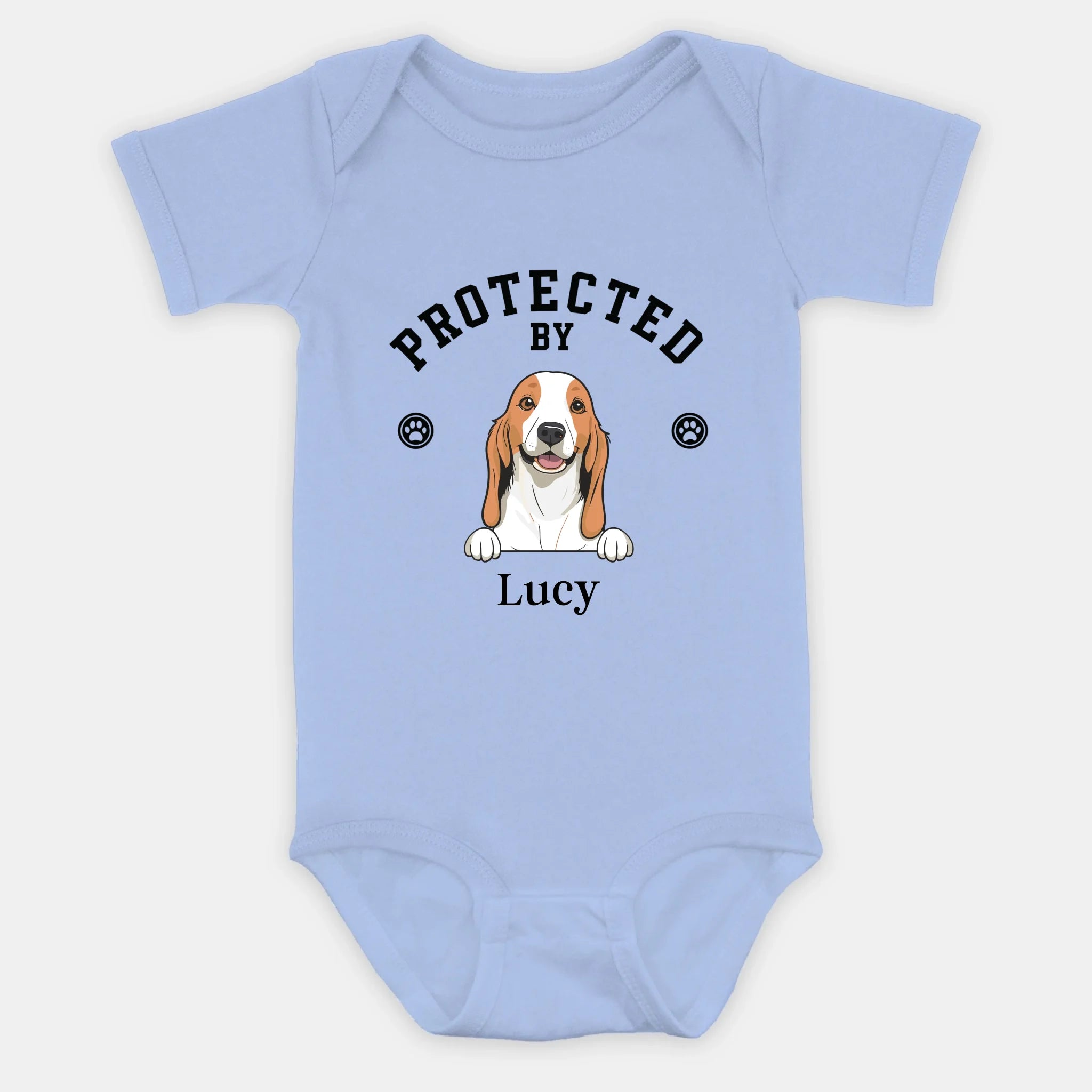 Personalized Dog Baby Onesie – “Protected by” Custom Pet Design - 89Prints