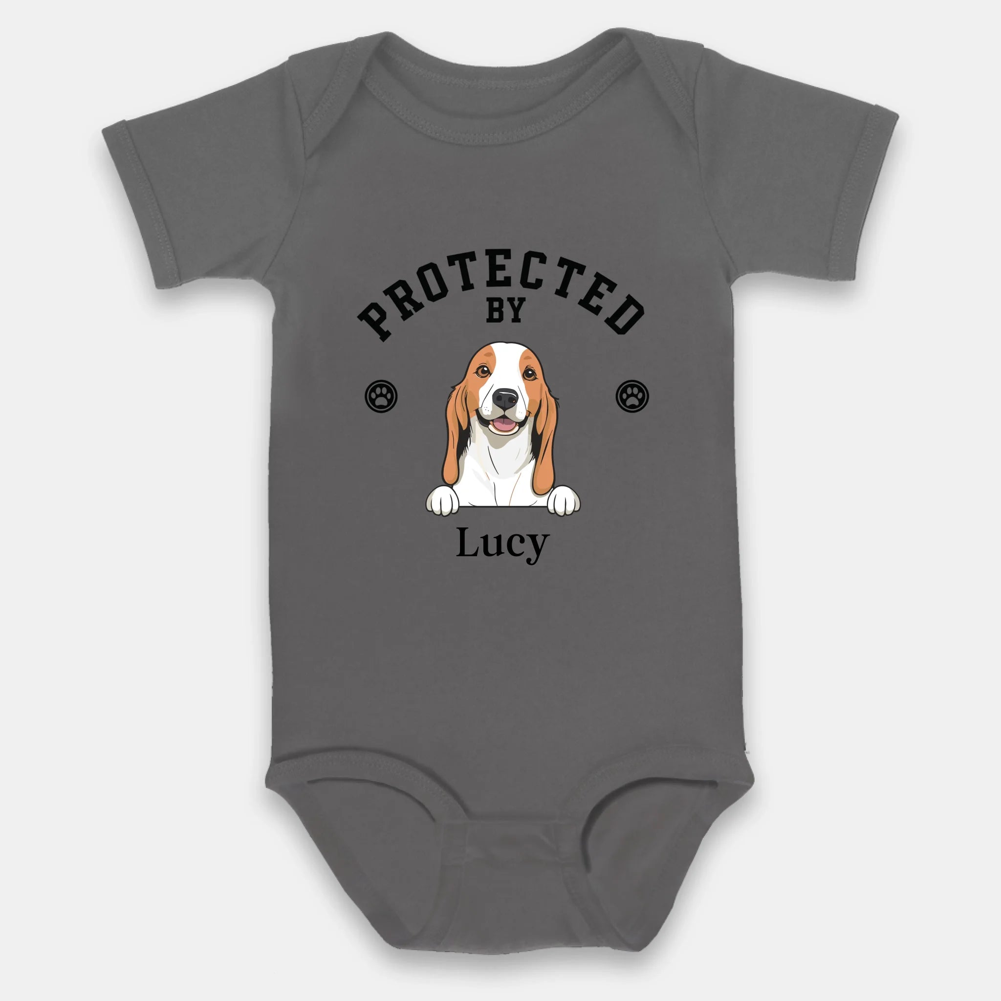 Personalized Dog Baby Onesie – “Protected by” Custom Pet Design - 89Prints