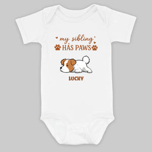 My Sibling Has Paws Baby Onesie – Cute Personalized Dog Lover Outfit for Baby - 89Prints
