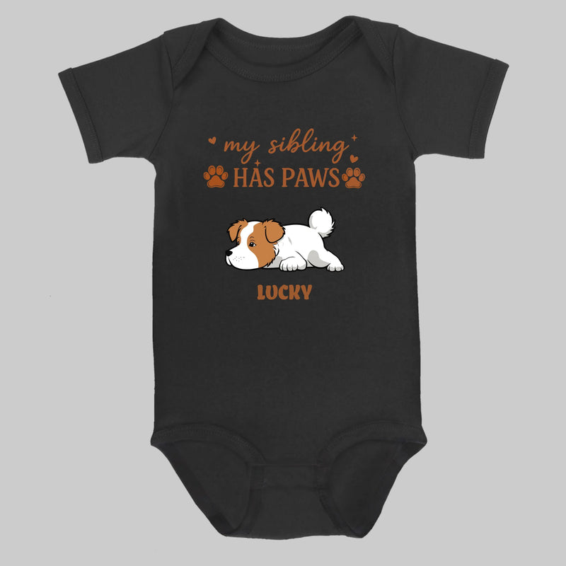 My Sibling Has Paws Baby Onesie – Cute Personalized Dog Lover Outfit for Baby - 89Prints