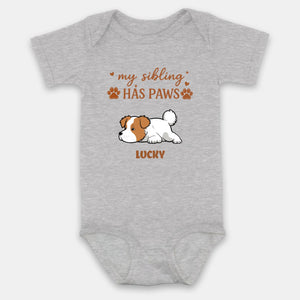My Sibling Has Paws Baby Onesie – Cute Personalized Dog Lover Outfit for Baby - 89Prints