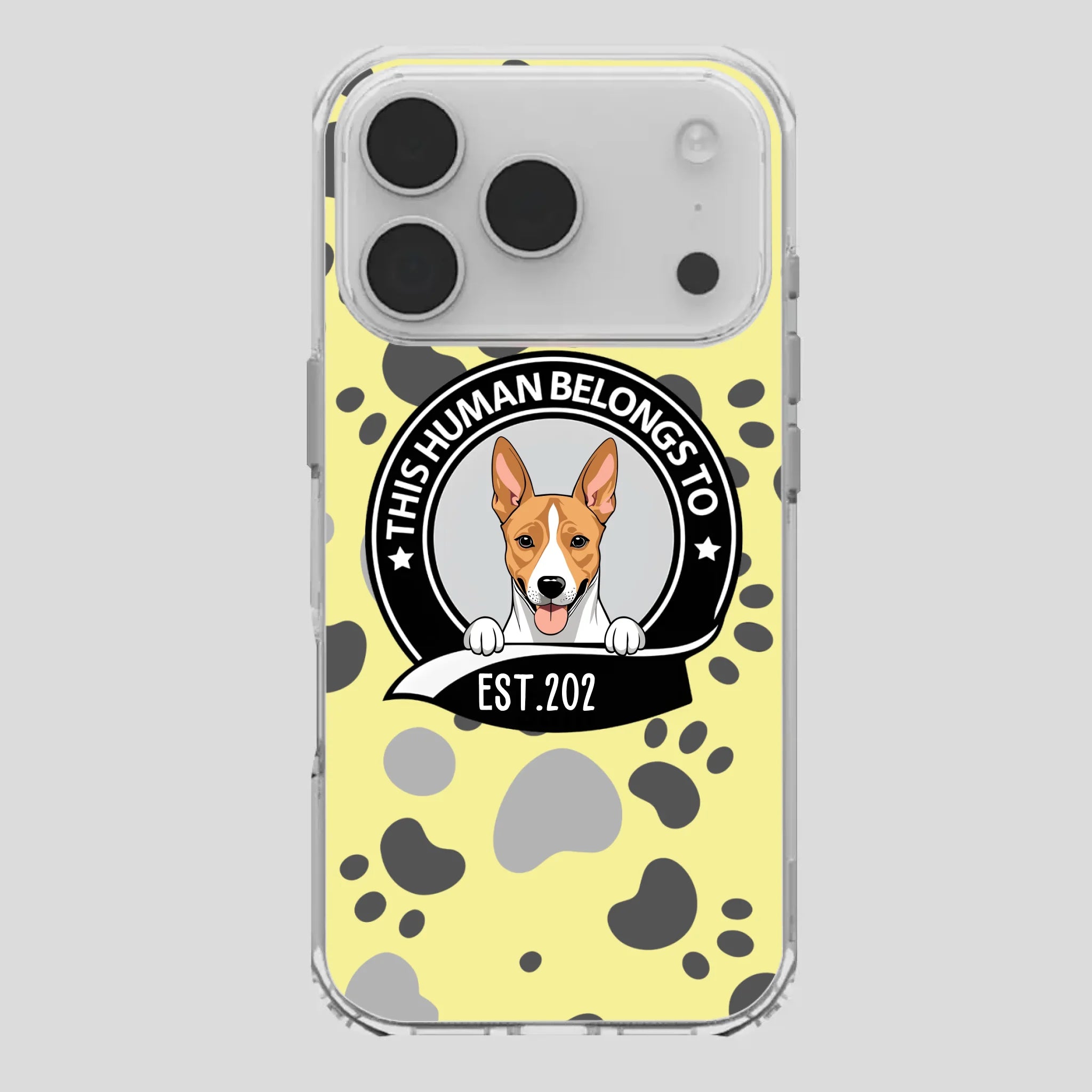 Bold “This Human Belongs To” Dog Phone Case – Custom Pet Art & Year | Statement Design - 89Prints