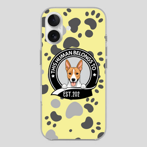 Bold “This Human Belongs To” Dog Phone Case – Custom Pet Art & Year | Statement Design - 89Prints