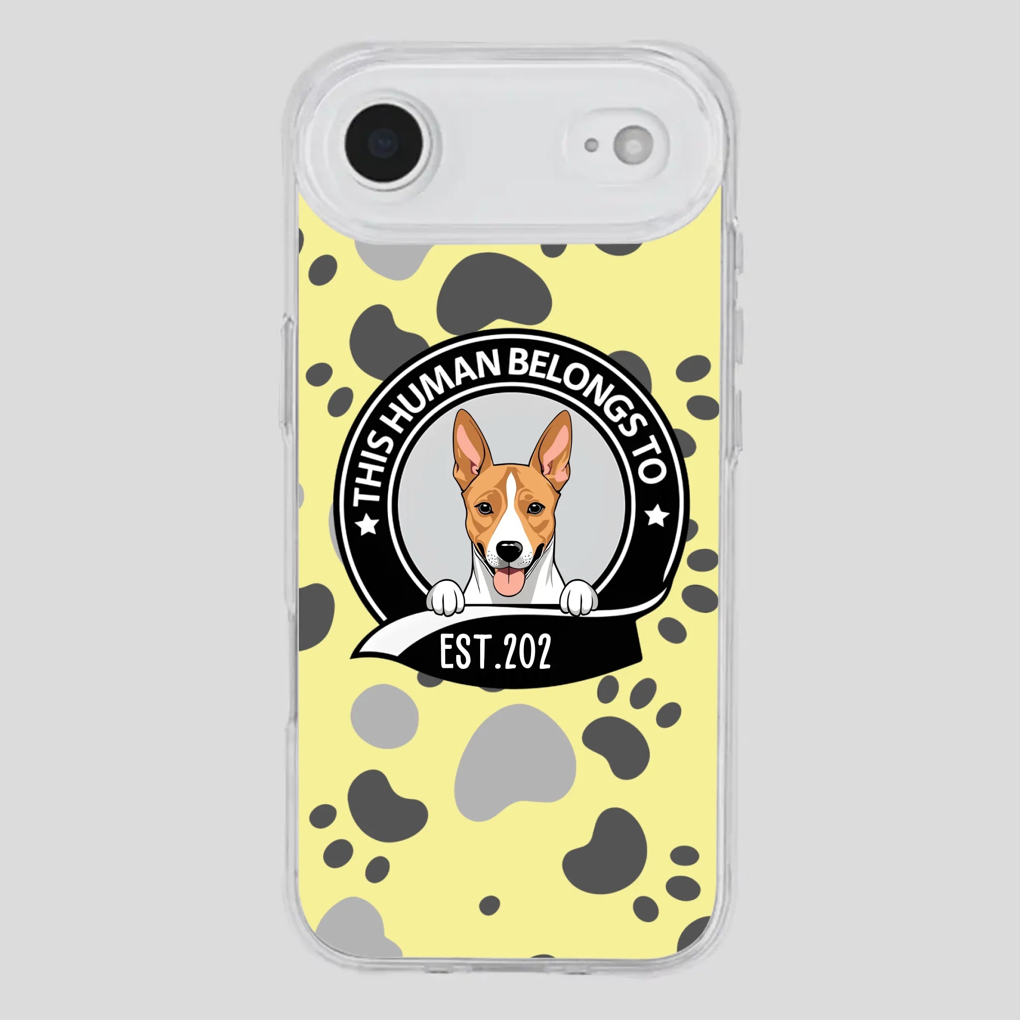 Bold “This Human Belongs To” Dog Phone Case – Custom Pet Art & Year | Statement Design - 89Prints