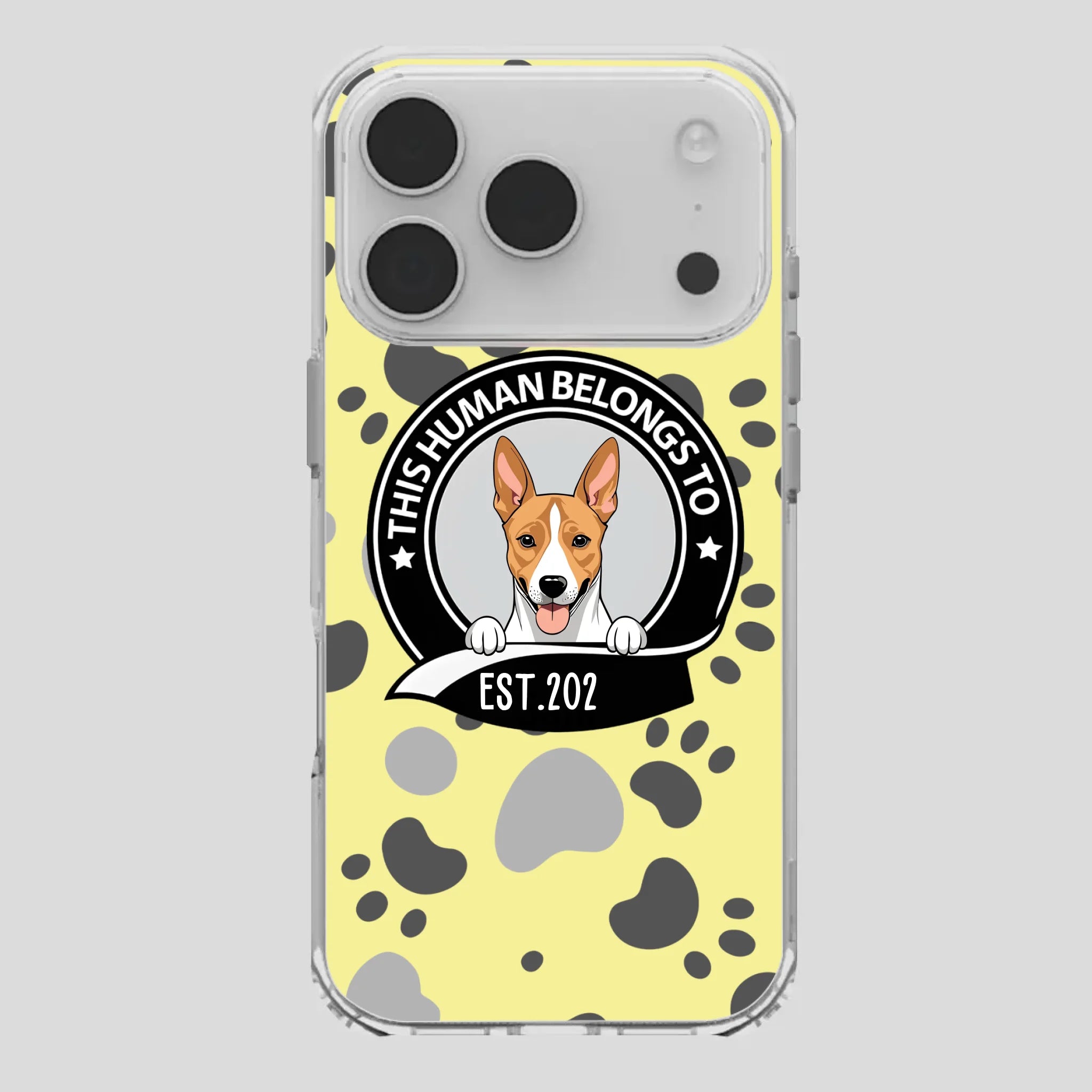 Bold “This Human Belongs To” Dog Phone Case – Custom Pet Art & Year | Statement Design - 89Prints