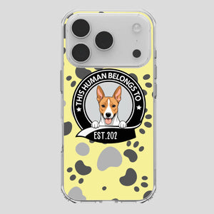 Bold “This Human Belongs To” Dog Phone Case – Custom Pet Art & Year | Statement Design - 89Prints