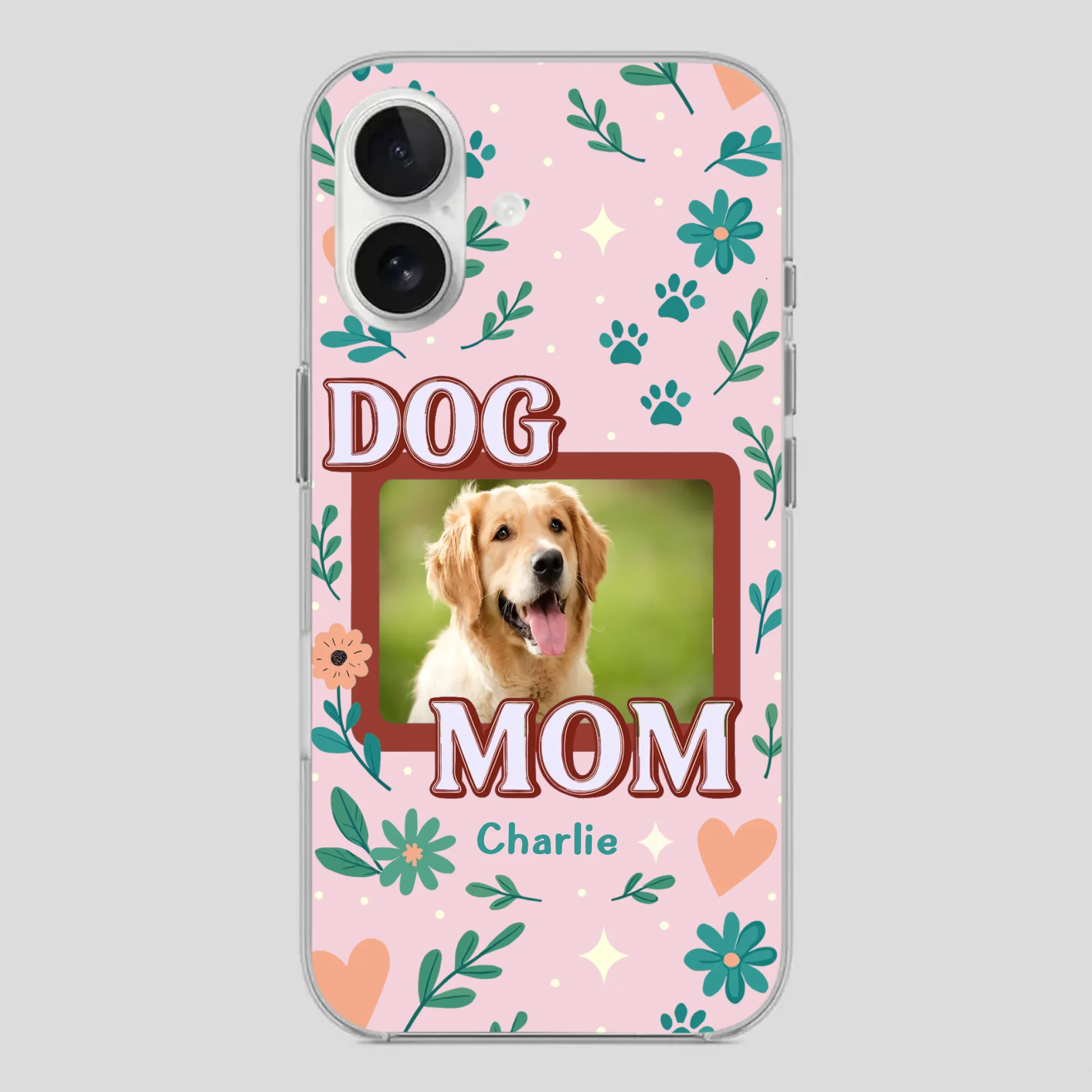 Personalized Dog Mom Phone Case – Custom Pet Name & Photo | Cute Floral Design - 89Prints
