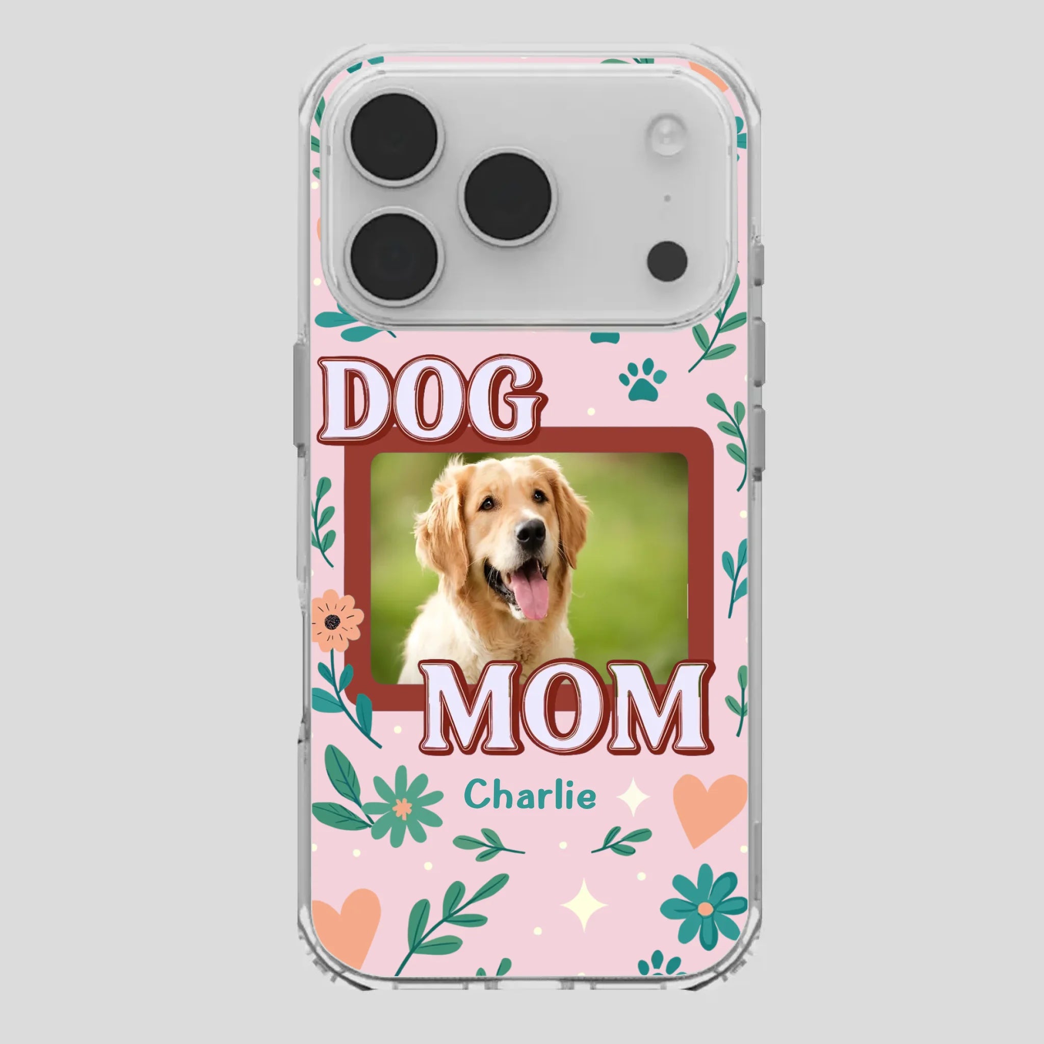 Personalized Dog Mom Phone Case – Custom Pet Name & Photo | Cute Floral Design - 89Prints