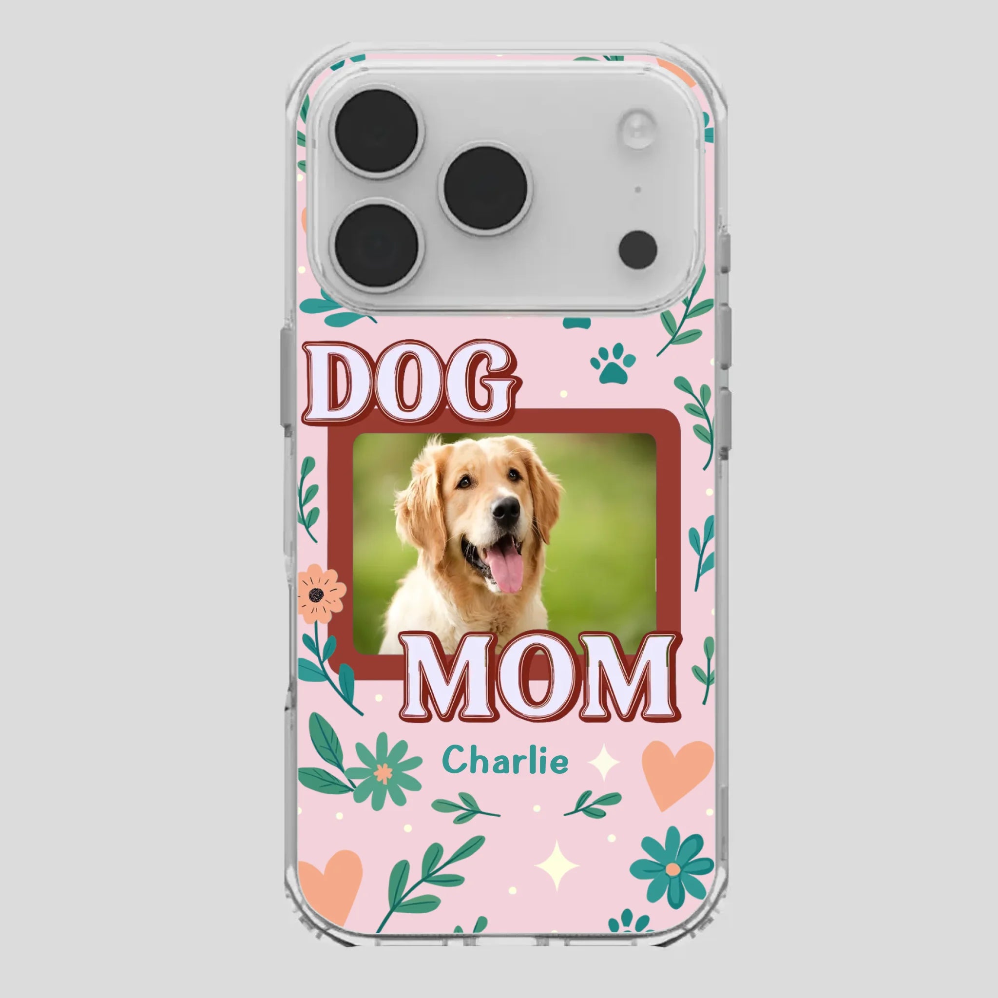 Personalized Dog Mom Phone Case – Custom Pet Name & Photo | Cute Floral Design - 89Prints