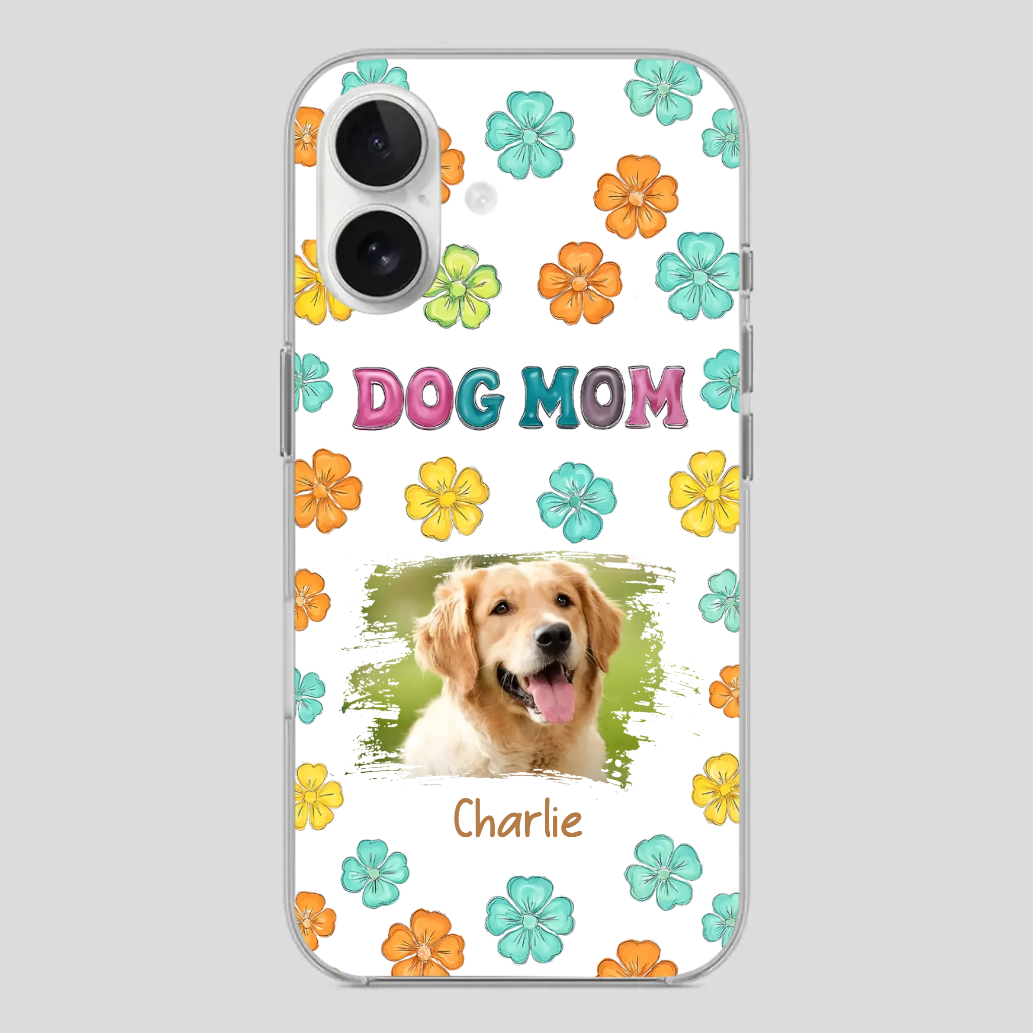 Dog Mom Phone Case – Custom Pet Name & Photo | Sweet Floral Design - 89Prints