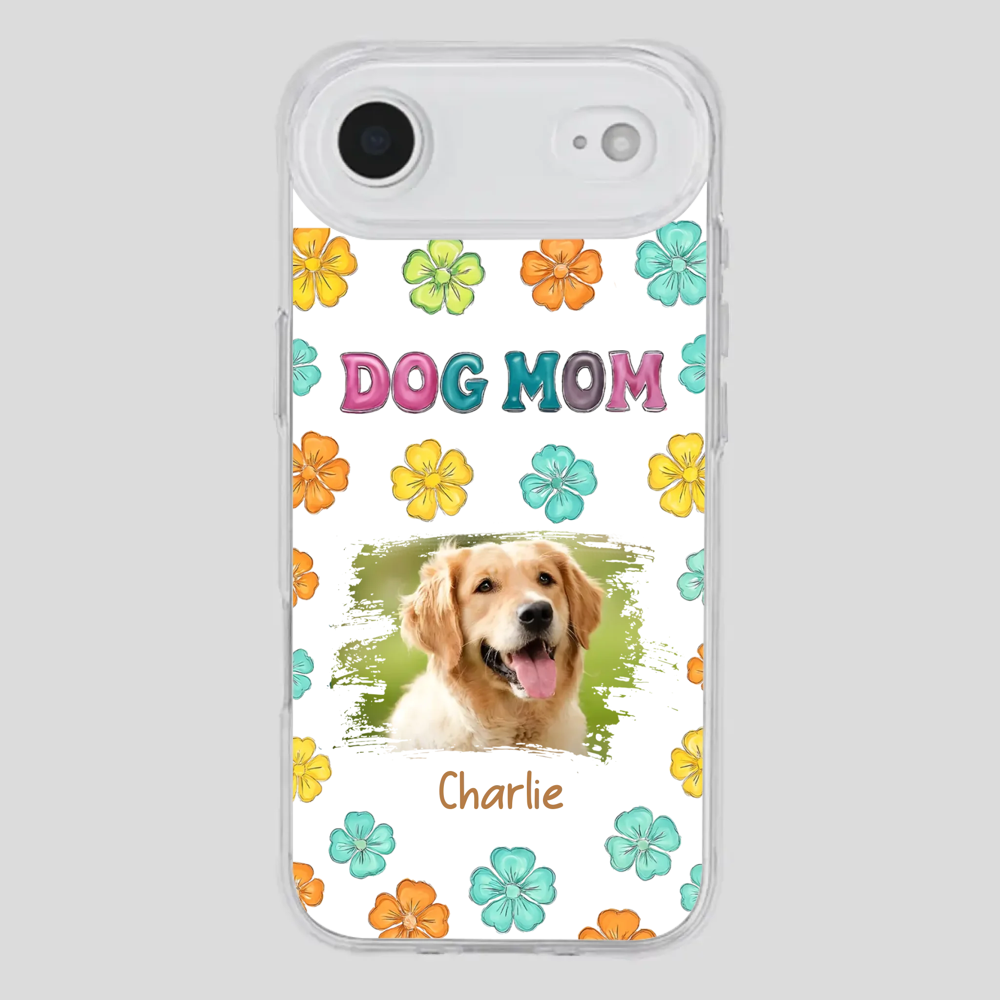 Dog Mom Phone Case – Custom Pet Name & Photo | Sweet Floral Design - 89Prints