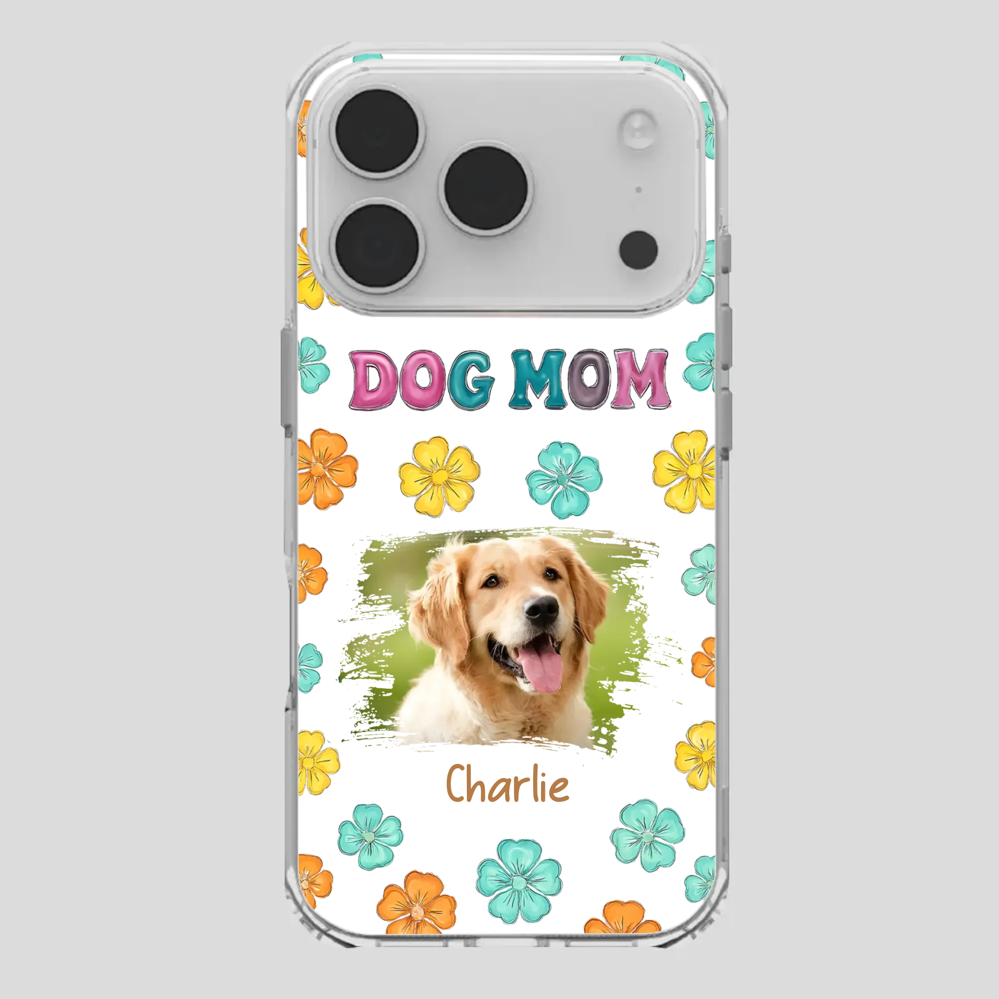 Dog Mom Phone Case – Custom Pet Name & Photo | Sweet Floral Design - 89Prints