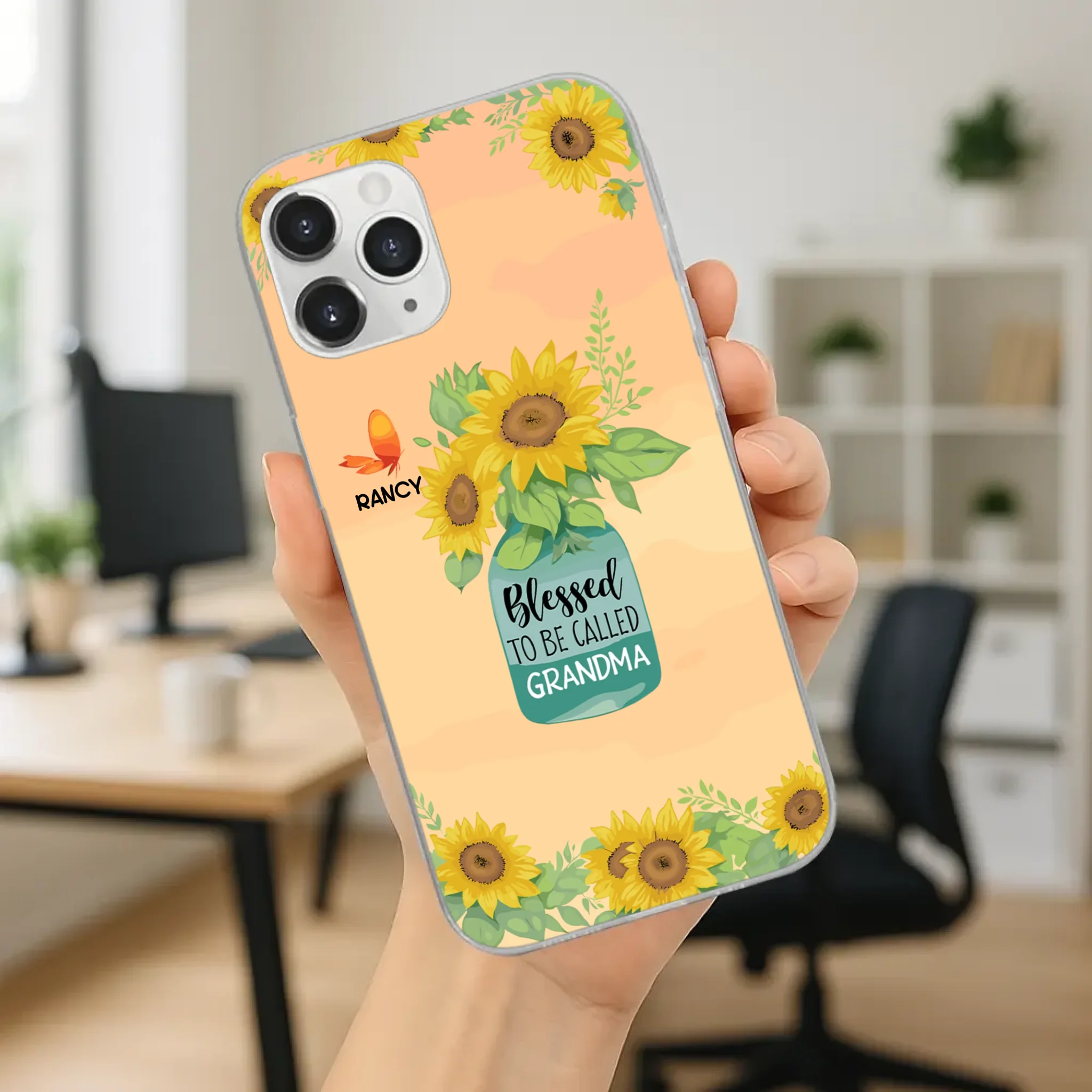 Blessed to Be Called Grandma – Sunflower and Butterfly Phone Case - 89Prints