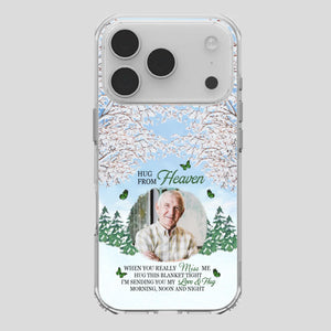 Heavenly Hug Grandpa Phone Case – Personalized Memorial Gift with Green Butterflies - 89Prints