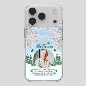 Heavenly Hug Grandpa Phone Case – Personalized Memorial Gift with Green Butterflies - 89Prints