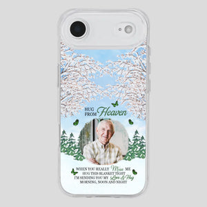Heavenly Hug Grandpa Phone Case – Personalized Memorial Gift with Green Butterflies - 89Prints