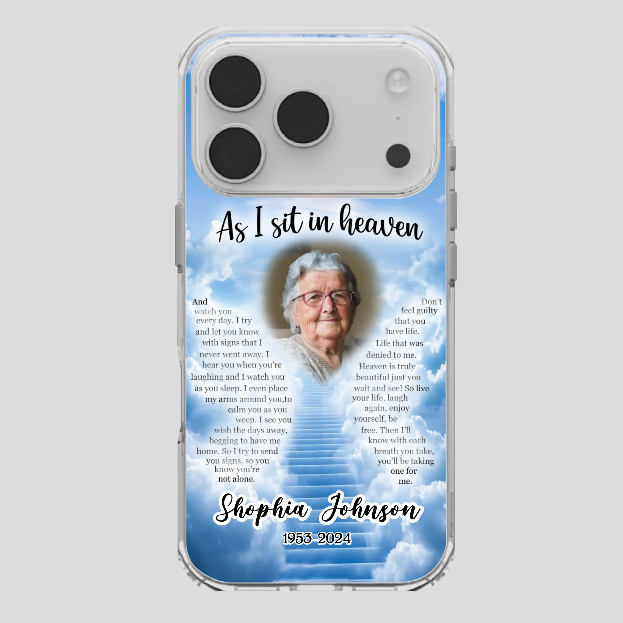 Personalized Grandpa “As I Sit In Heaven” Phone Case – A Hug From Above - 89Prints